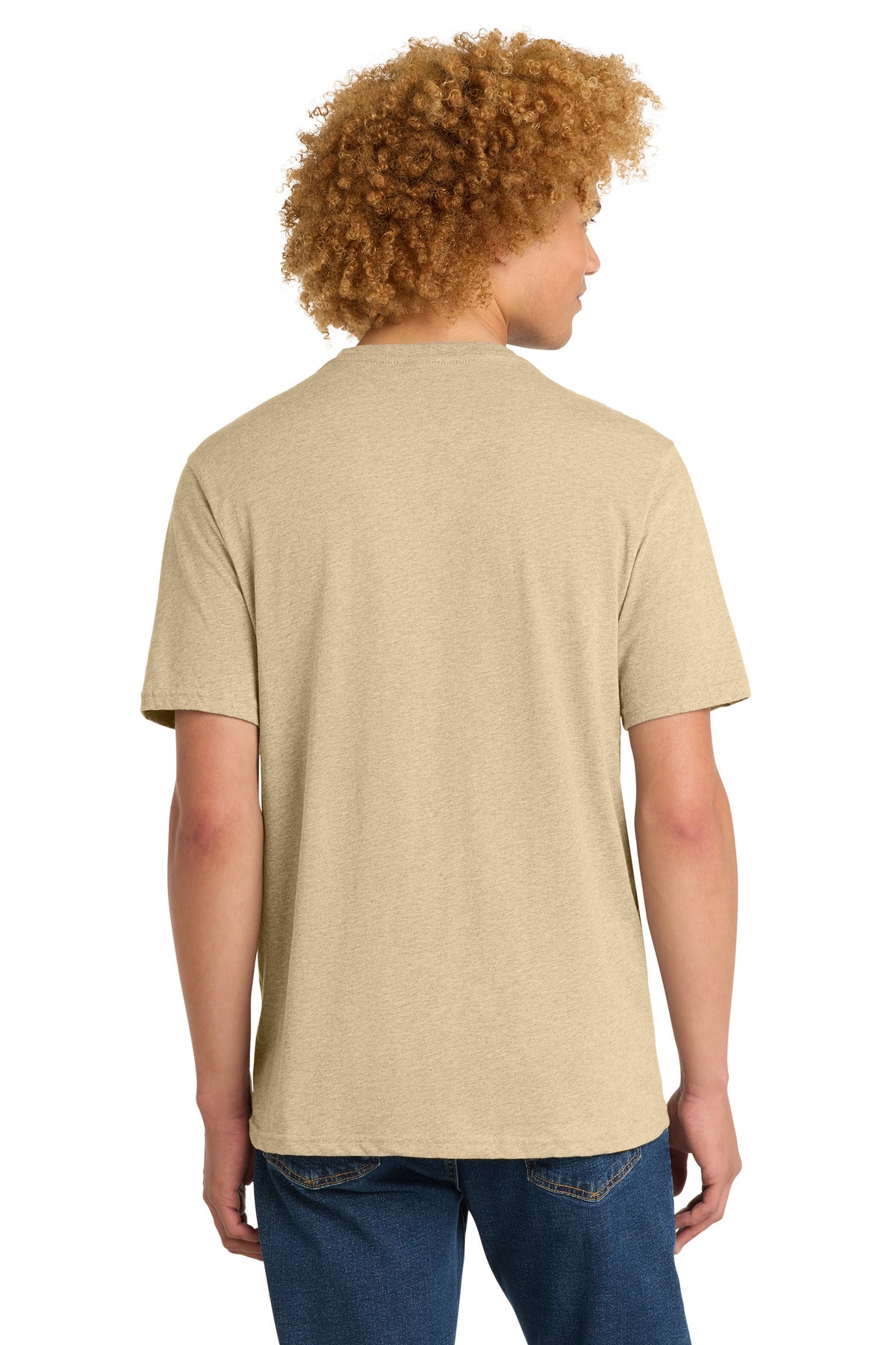 Custom Embroidered District T-Shirts  in Heathered Latte