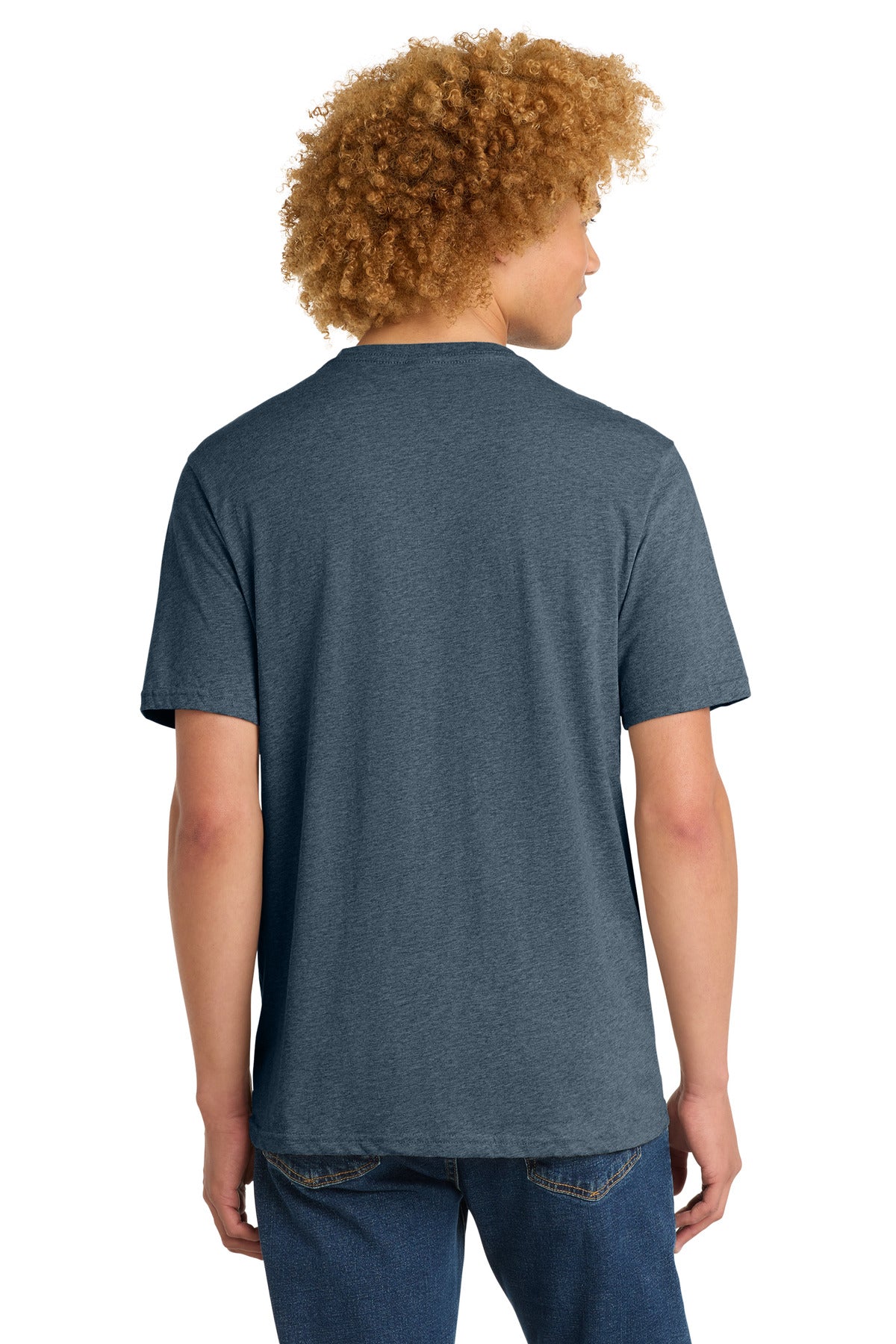 Custom Embroidered District T-Shirts  in Heathered Navy