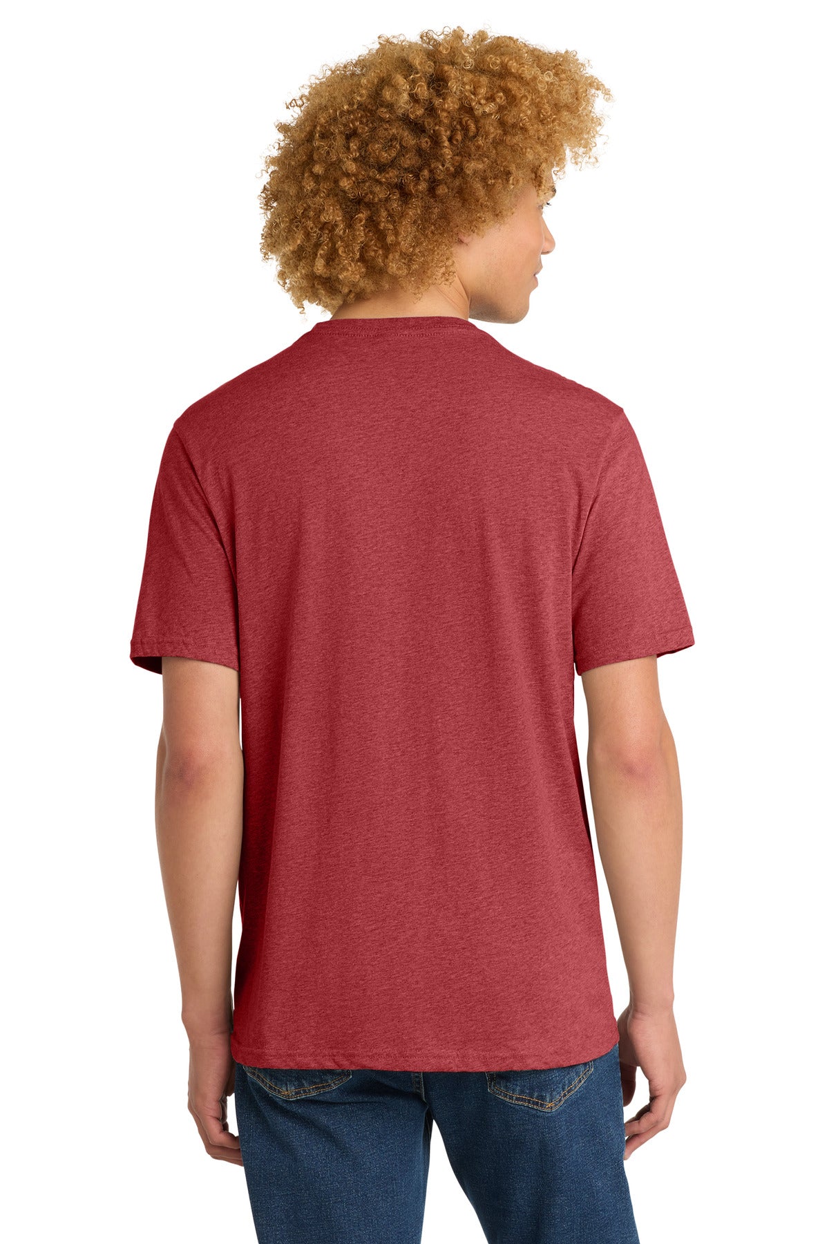 Custom Embroidered District T-Shirts  in Heathered Red