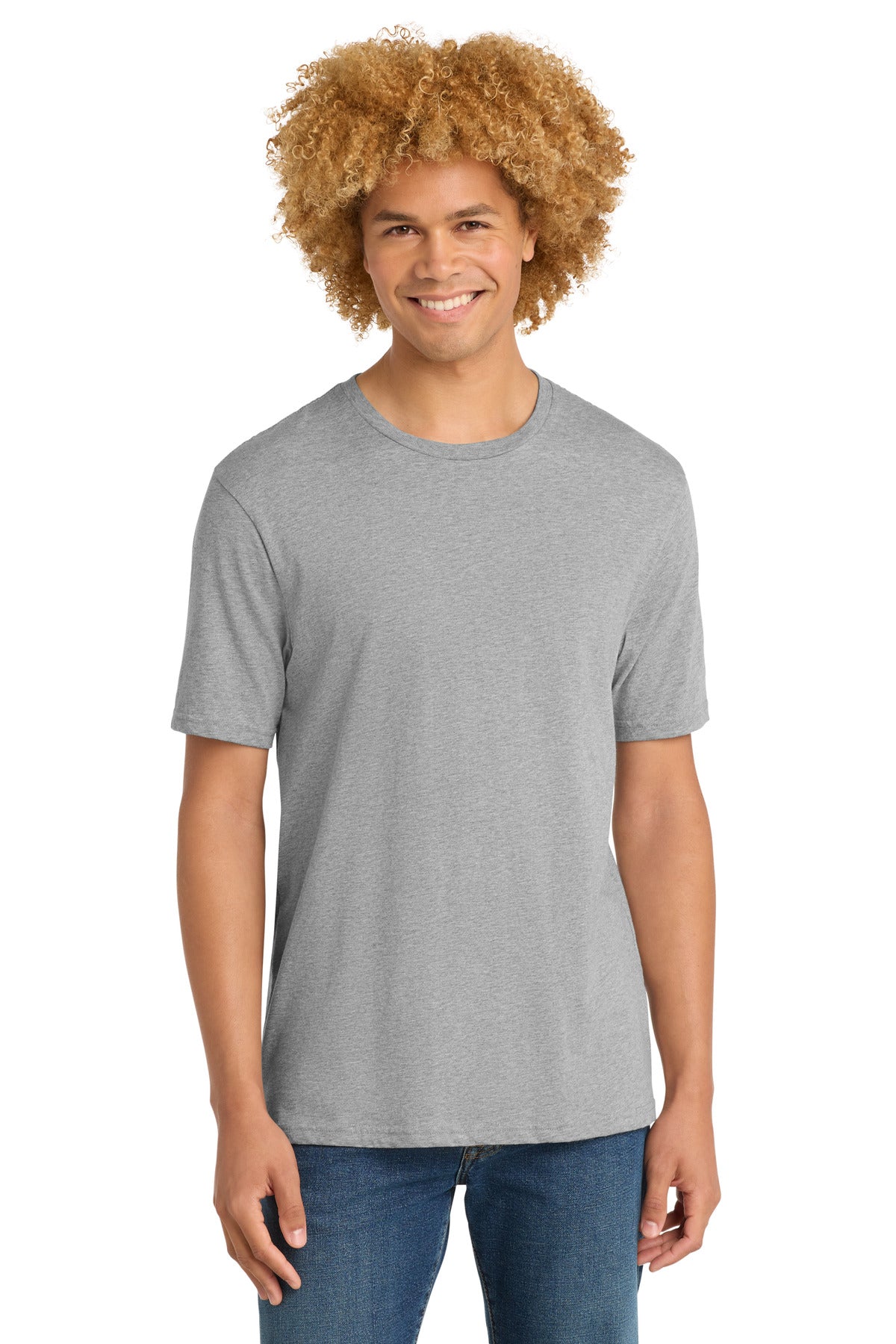 Custom Embroidered District T-Shirts  in Heathered Steel
