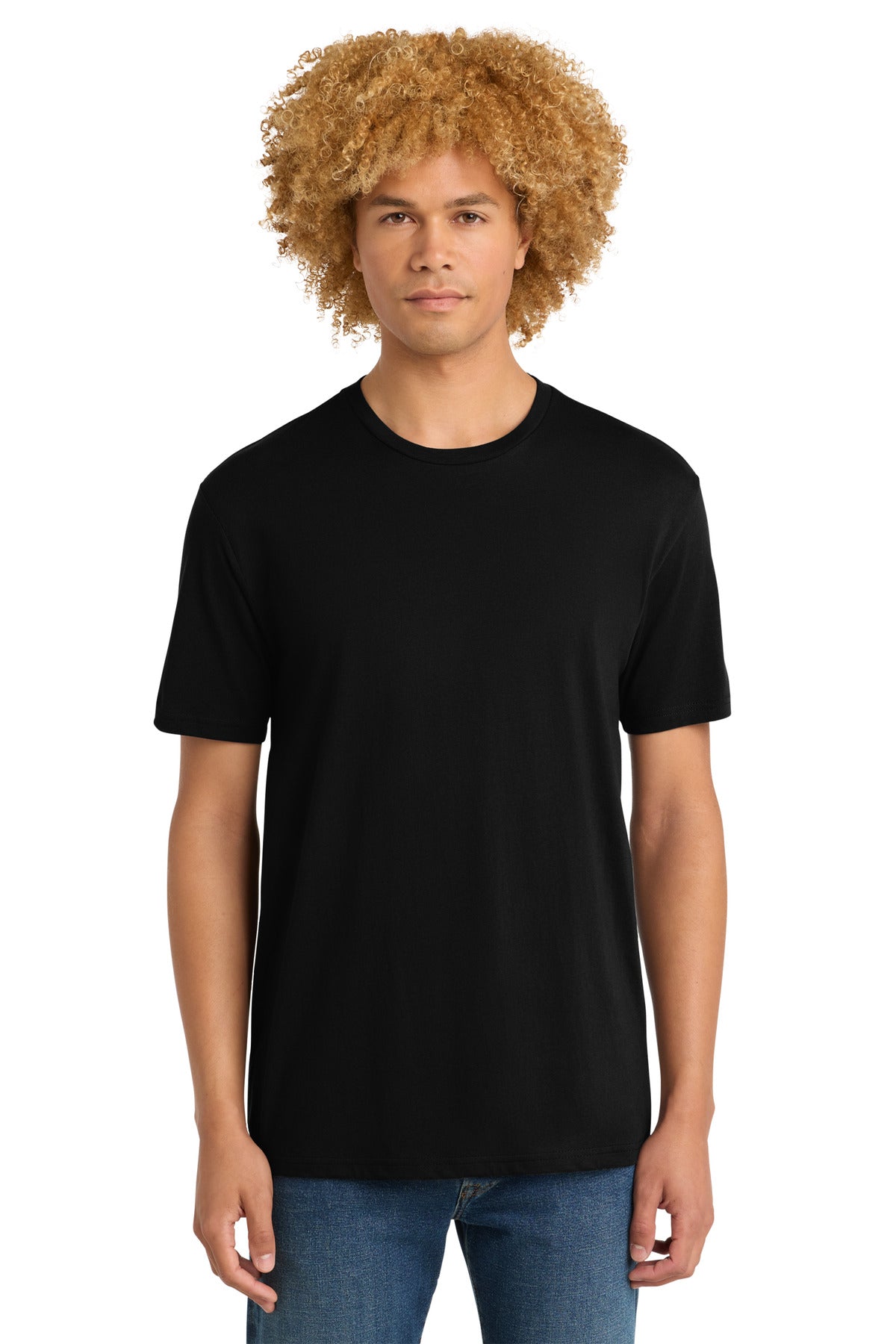 Custom Embroidered District T-Shirts  in Jet Black