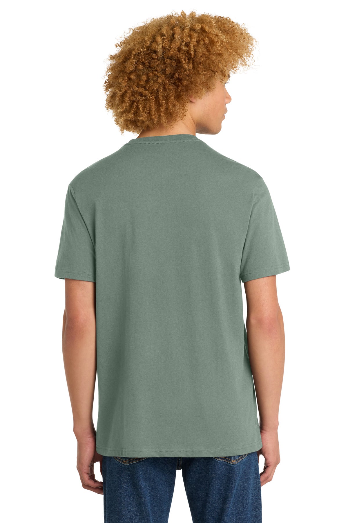 Custom Embroidered District T-Shirts  in Laurel Green