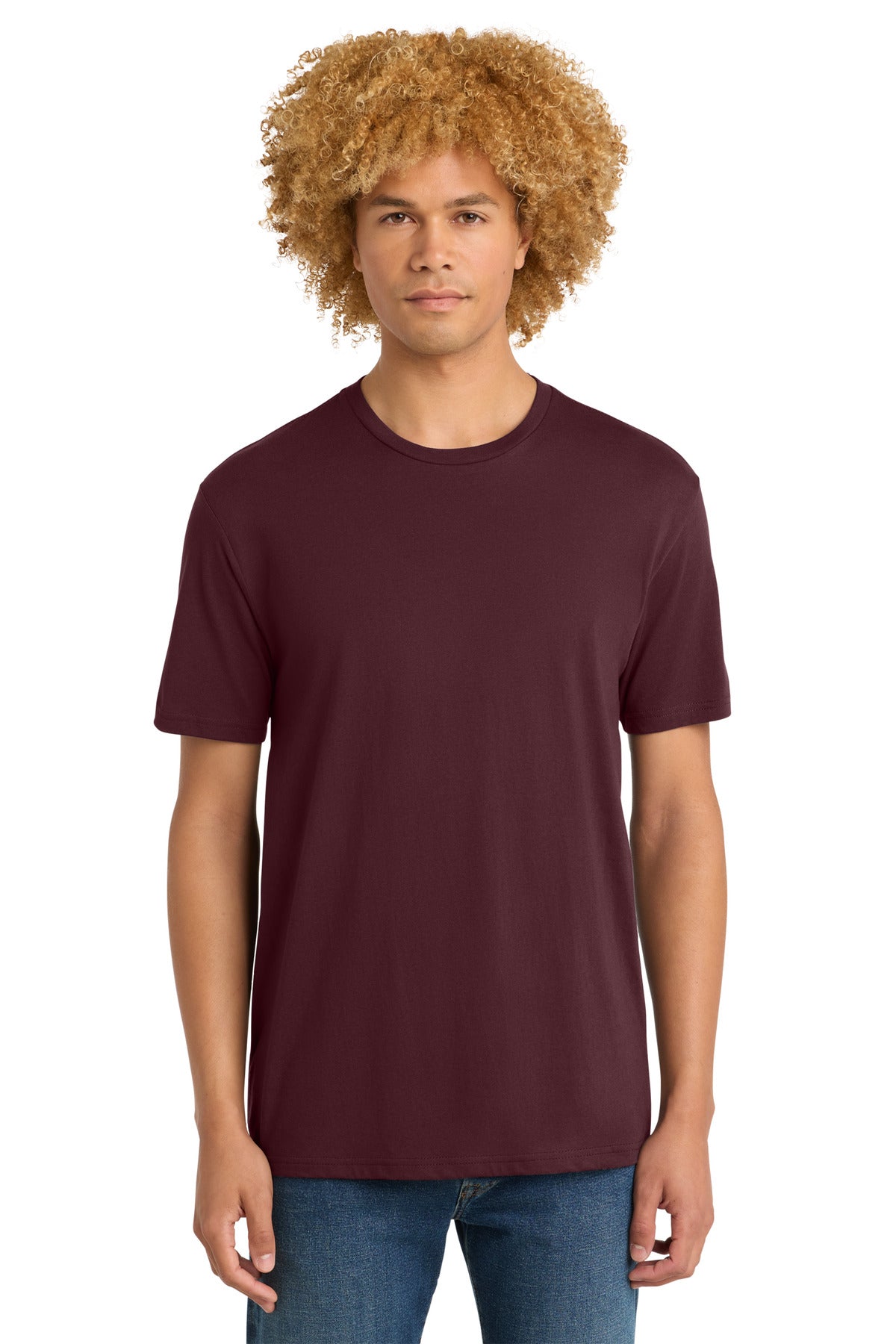 Custom Embroidered District T-Shirts  in Maroon