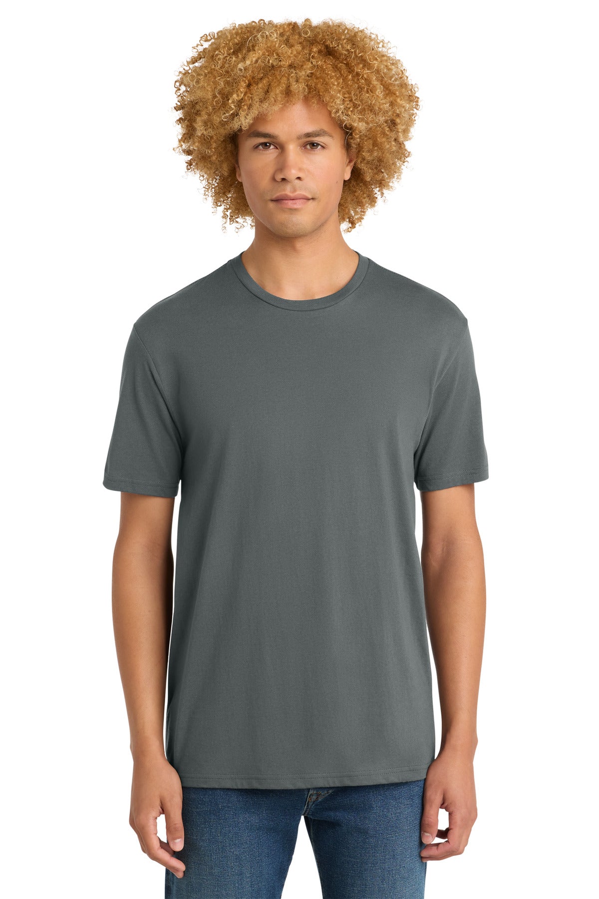 Custom Embroidered District T-Shirts  in Metal Grey