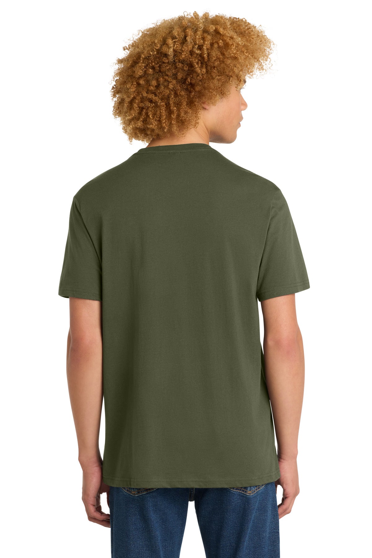 Custom Embroidered District T-Shirts  in Military Green