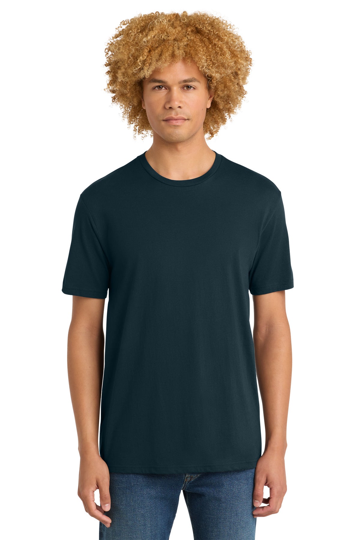 Custom Embroidered District T-Shirts  in New Navy