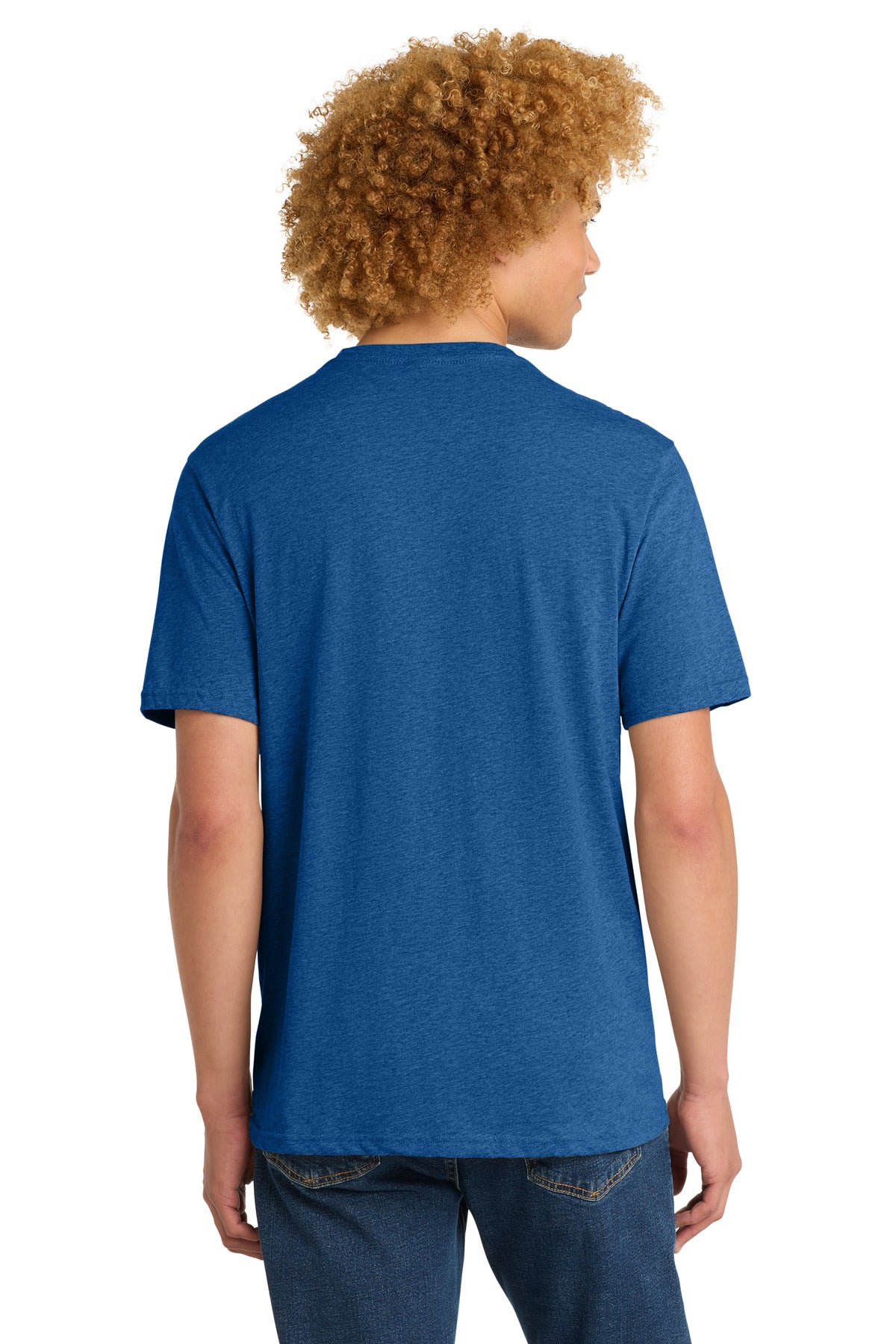Custom Embroidered District T-Shirts  in Royal Blue Heather