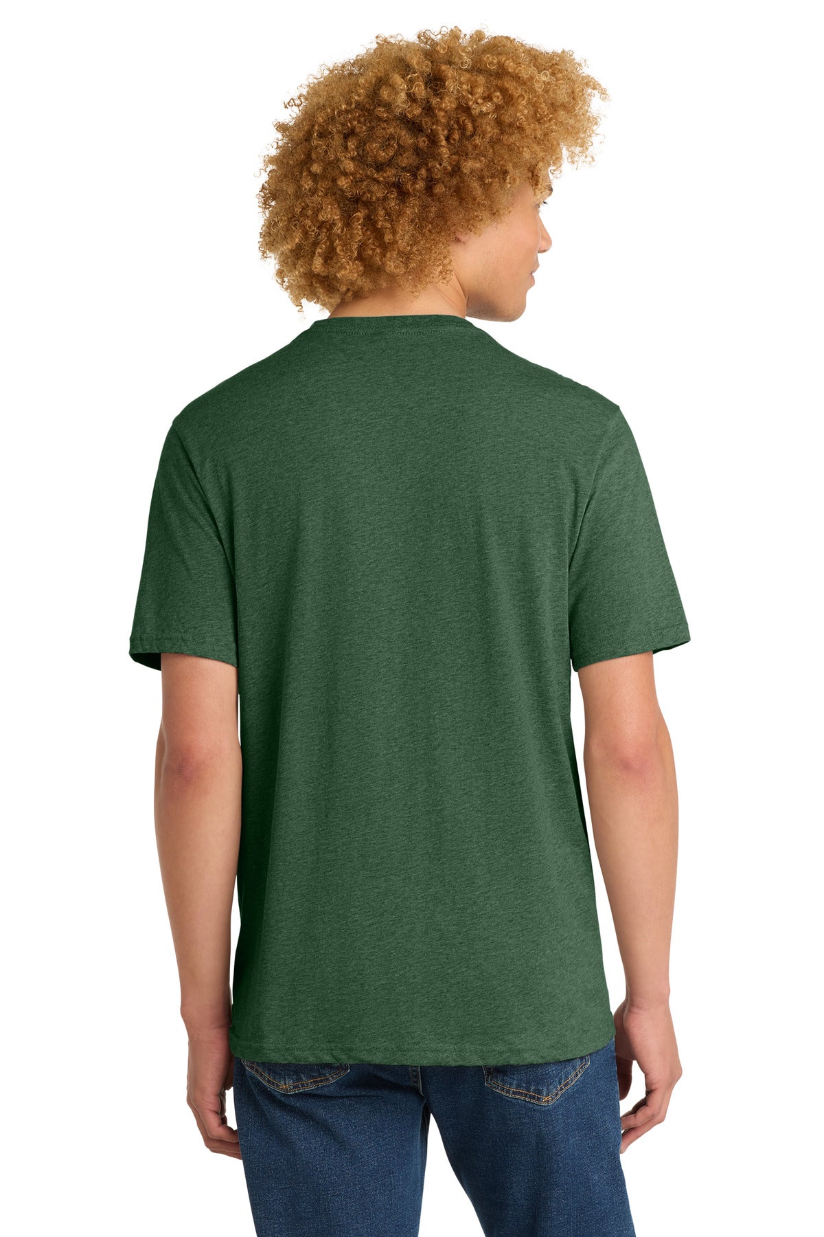 Custom Embroidered District T-Shirts  in Timber Green Heather