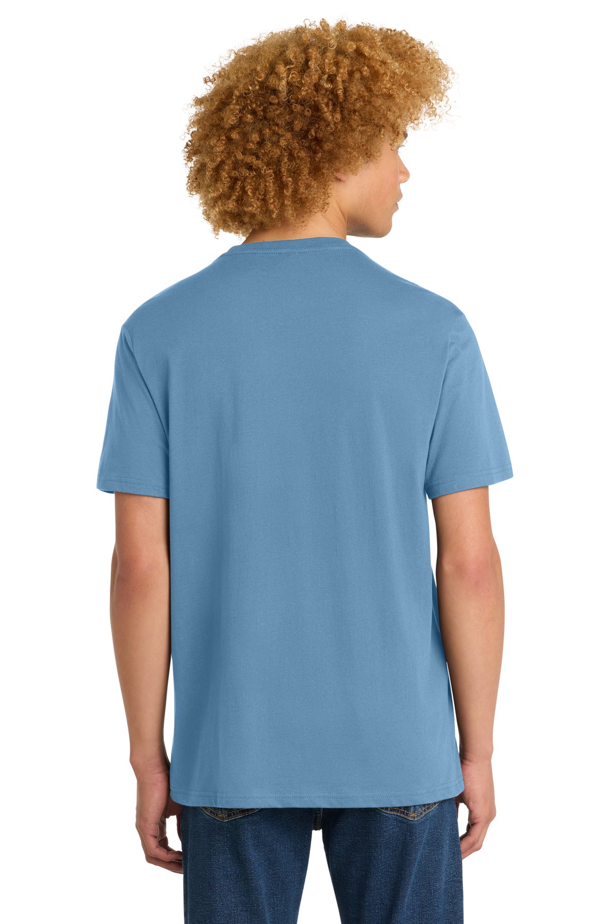 Custom Embroidered District T-Shirts  in Tundra Blue