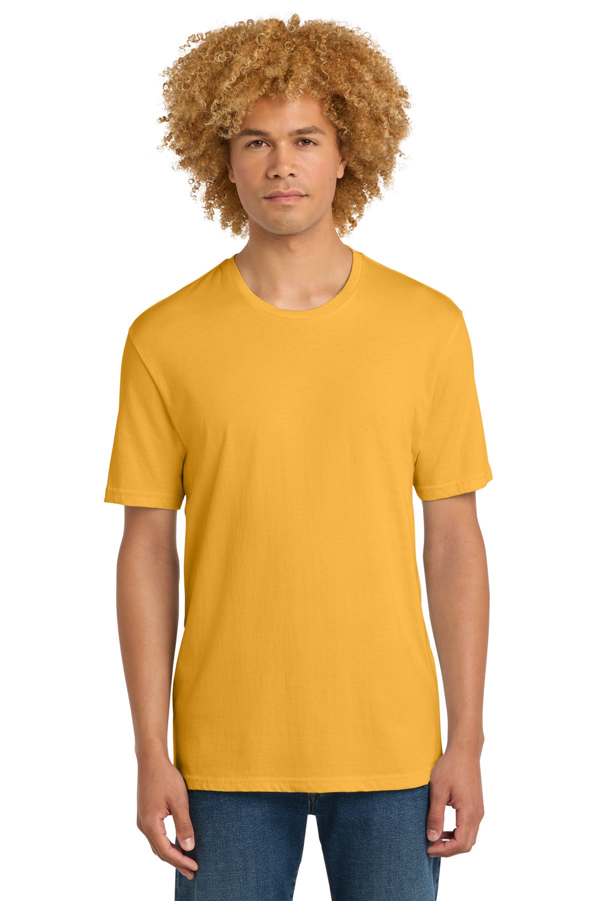 Custom Embroidered District T-Shirts  in Warm Gold