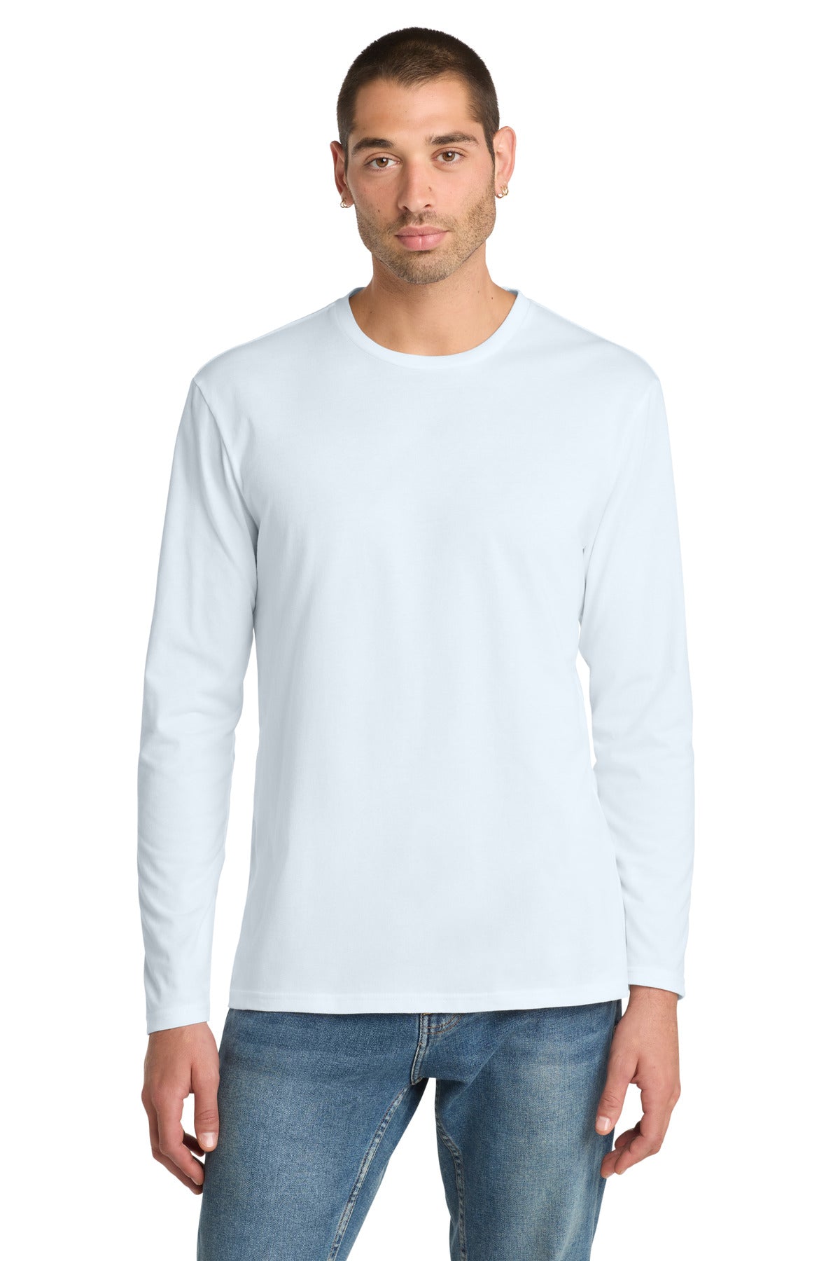 Custom Embroidered District T-Shirts  in Bright White