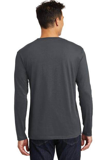 Custom Embroidered District  Perfect Weight Long Sleeve Tee. DT105,Charcoal