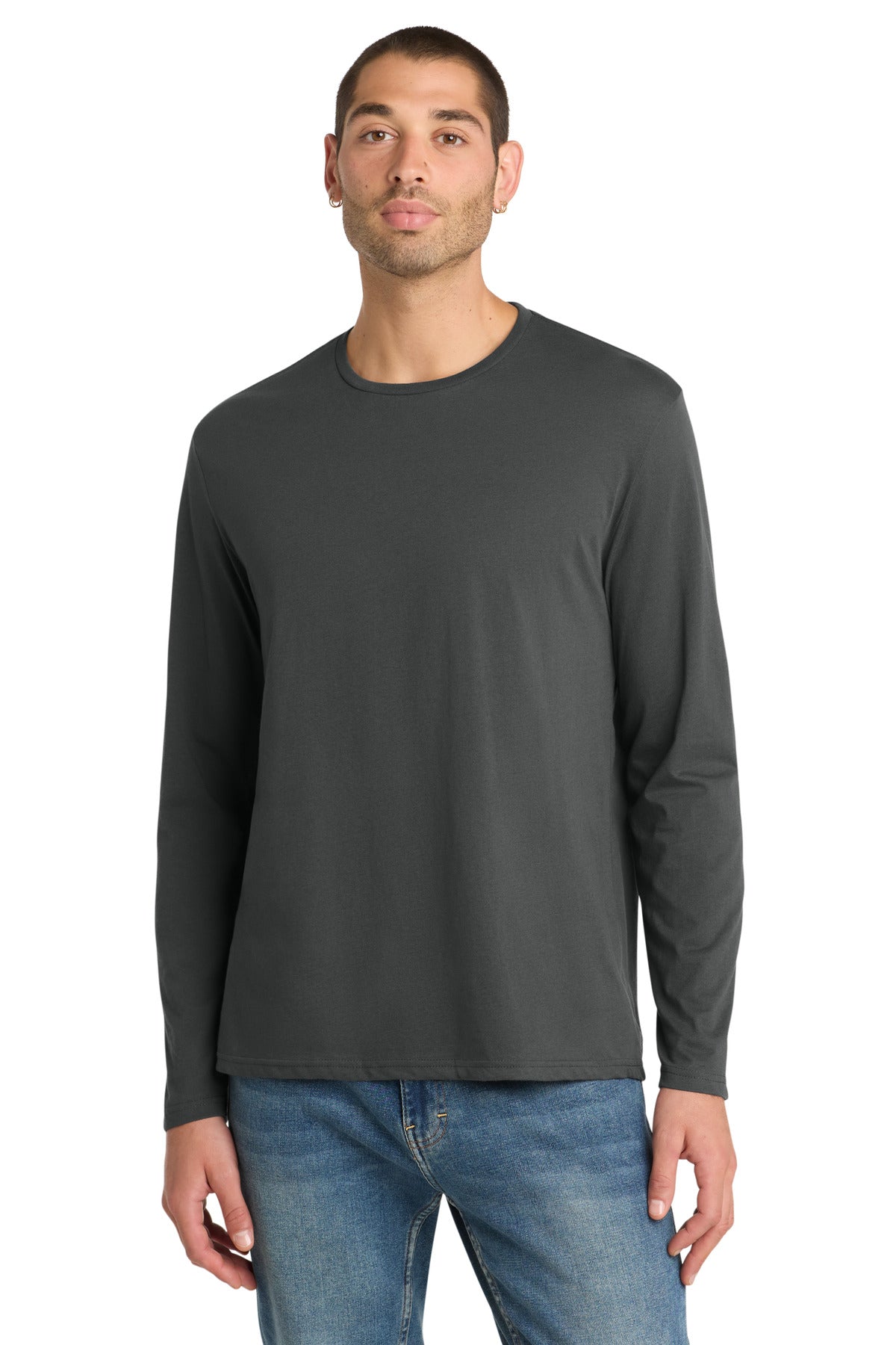Custom Embroidered District T-Shirts  in Charcoal