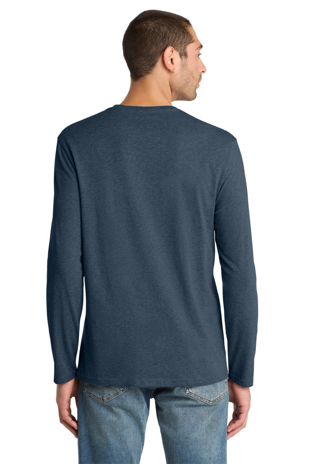 Custom Embroidered District T-Shirts  in Heathered Navy