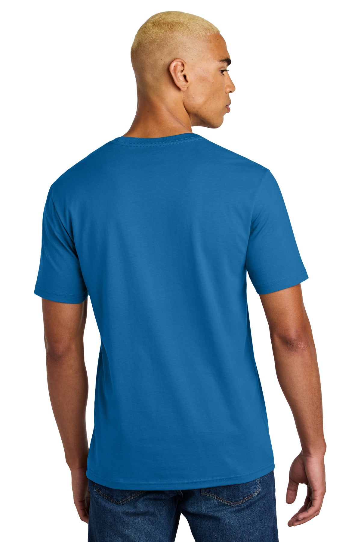 Custom Embroidered District Perfect Weight Icon Tee DT106,Bright Blue