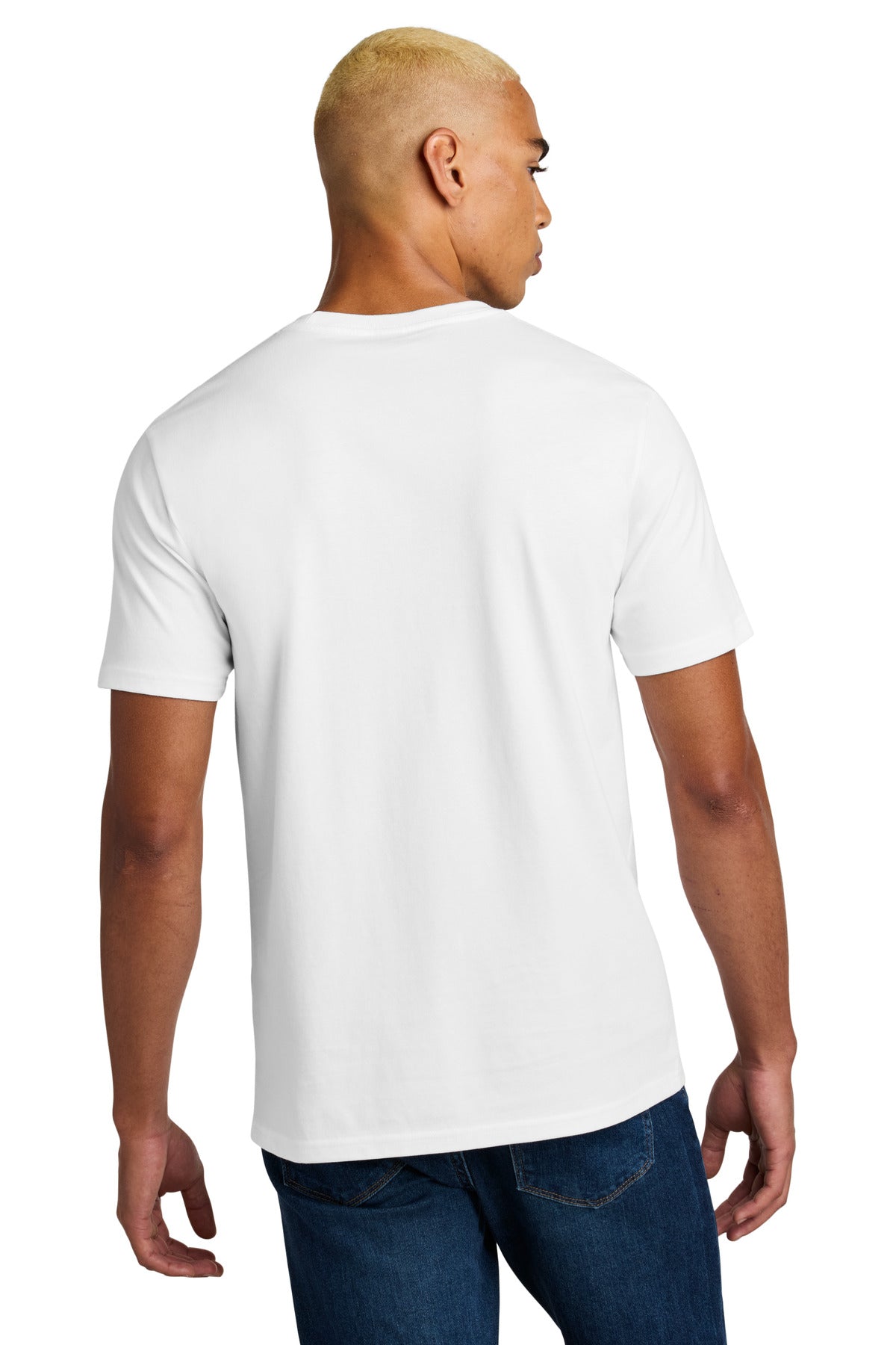 Custom Embroidered District Perfect Weight Icon Tee DT106,Bright White