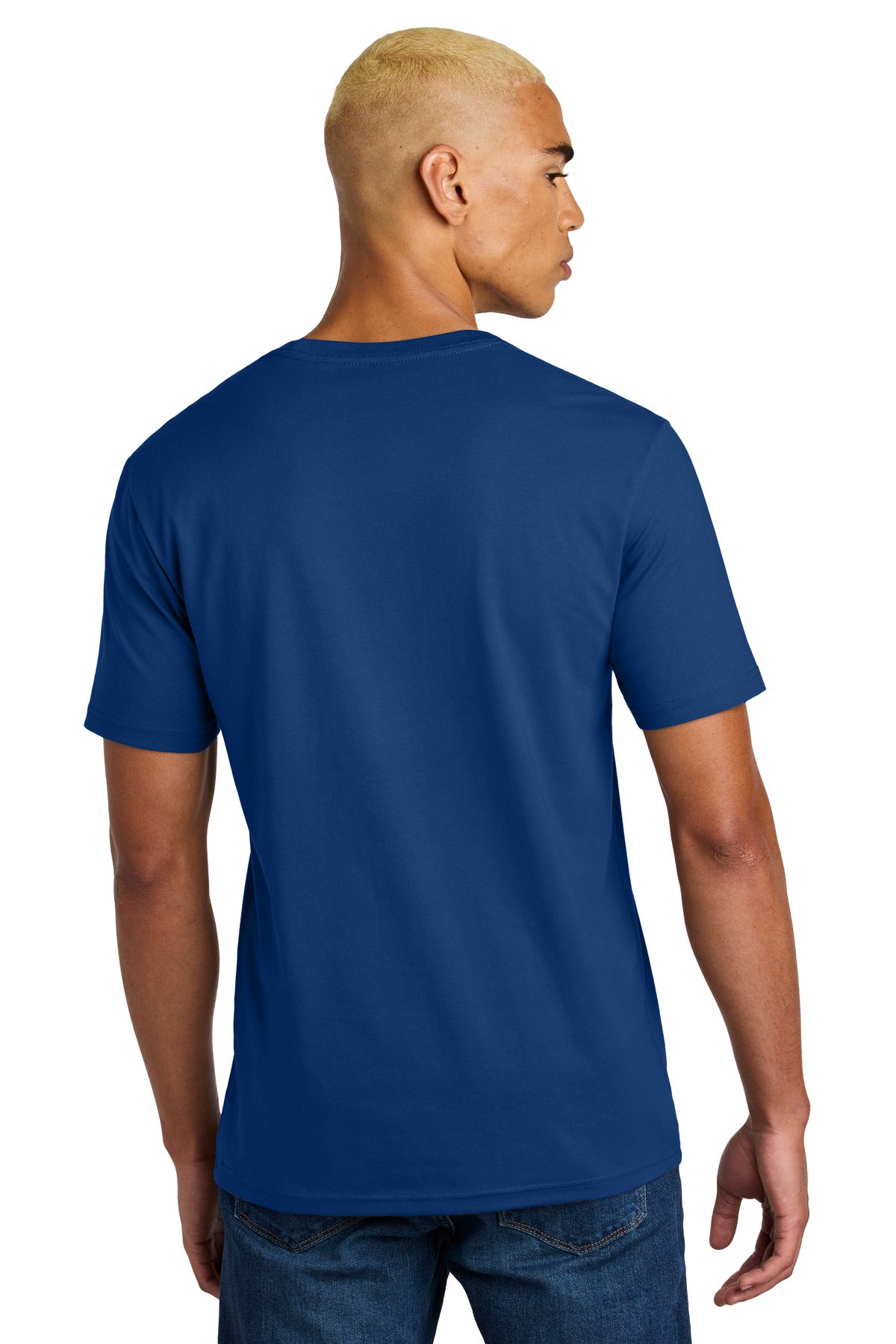 Custom Embroidered District Perfect Weight Icon Tee DT106,Deep Royal