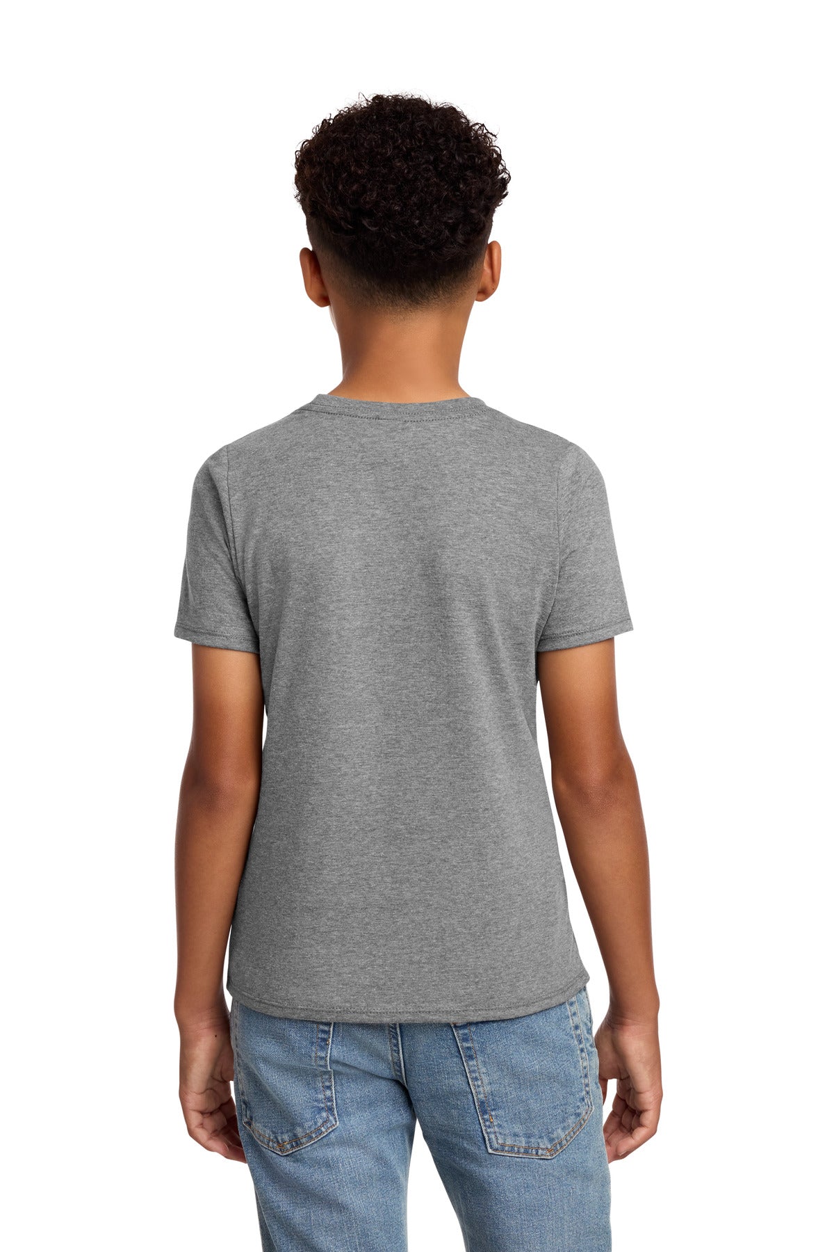 Custom Embroidered District T-Shirts  in Grey Frost