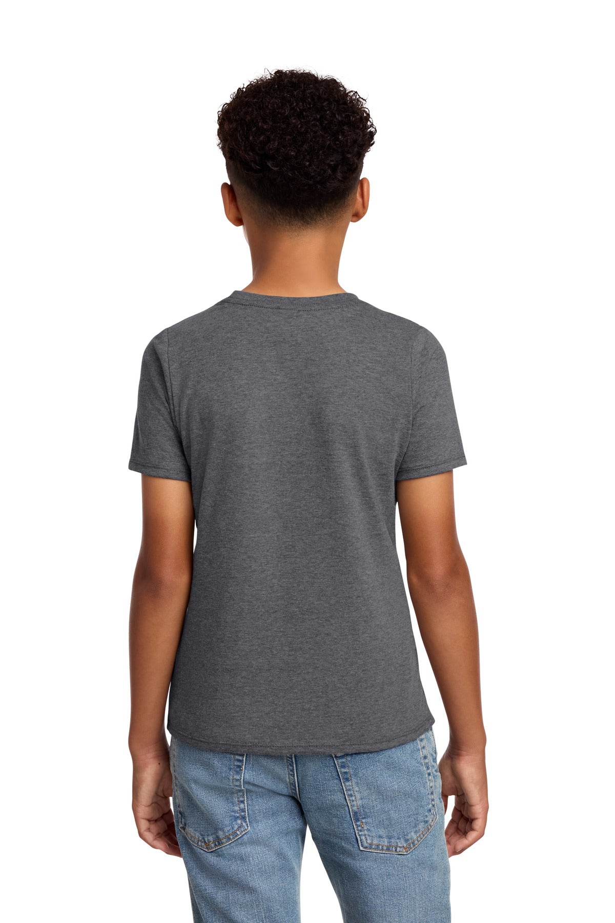Custom Embroidered District T-Shirts  in Heathered Charcoal