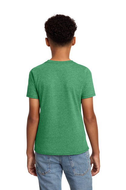 Custom Embroidered District T-Shirts  in Heathered Kelly Green