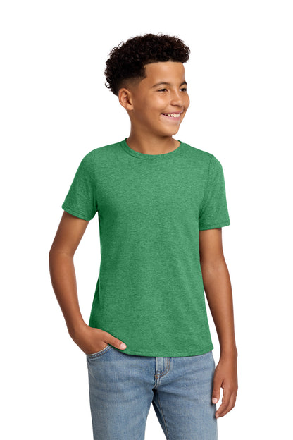 Custom Embroidered District T-Shirts  in Heathered Kelly Green