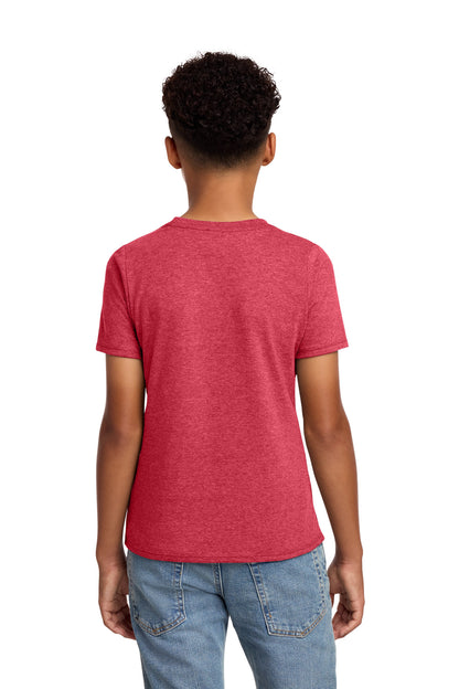 Custom Embroidered District T-Shirts  in Heathered Red