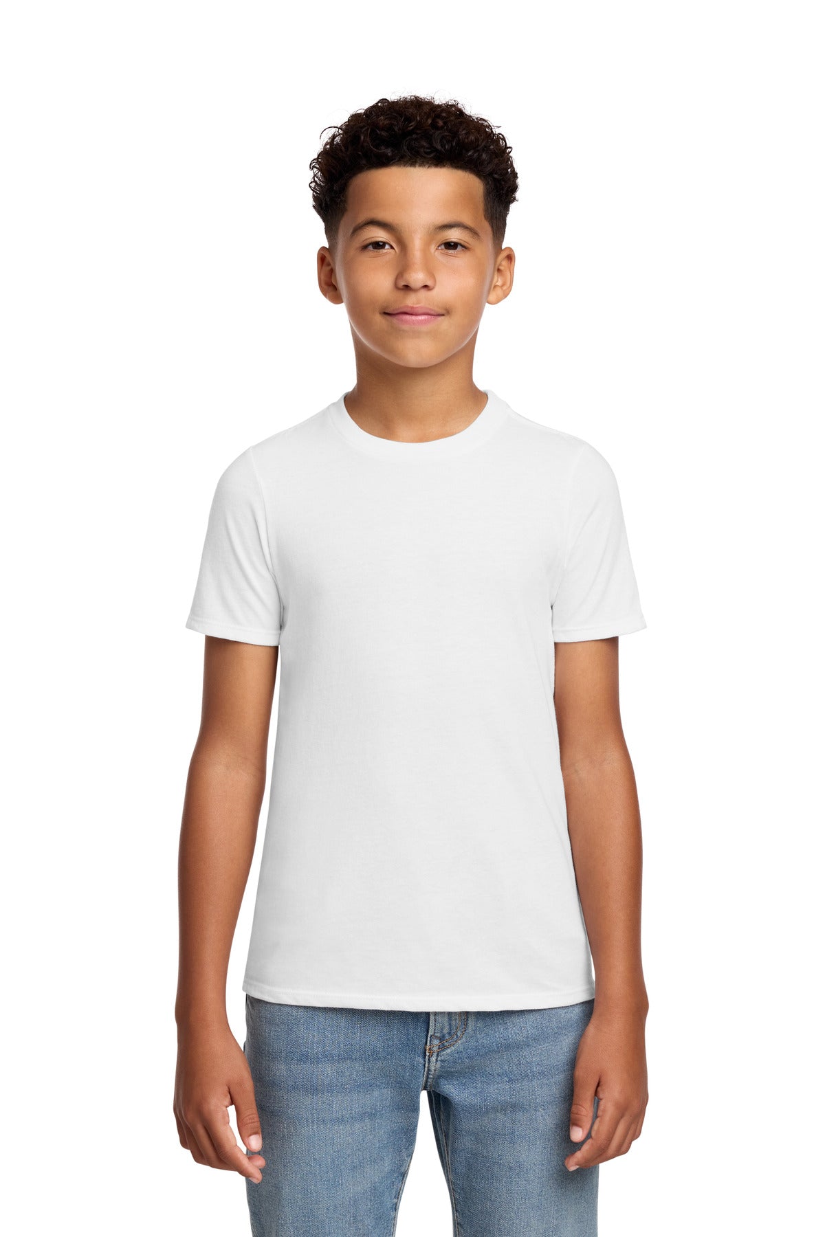 Custom Embroidered District T-Shirts  in White