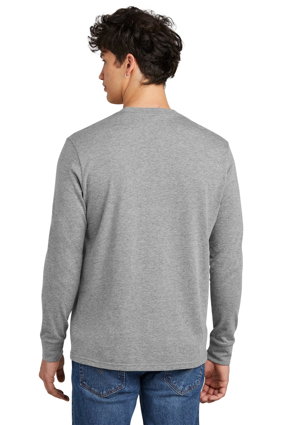 Custom Embroidered District Perfect Blend CVC Long Sleeve Tee DT109,Grey Frost