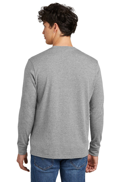 Custom Embroidered District Perfect Blend CVC Long Sleeve Tee DT109,Grey Frost