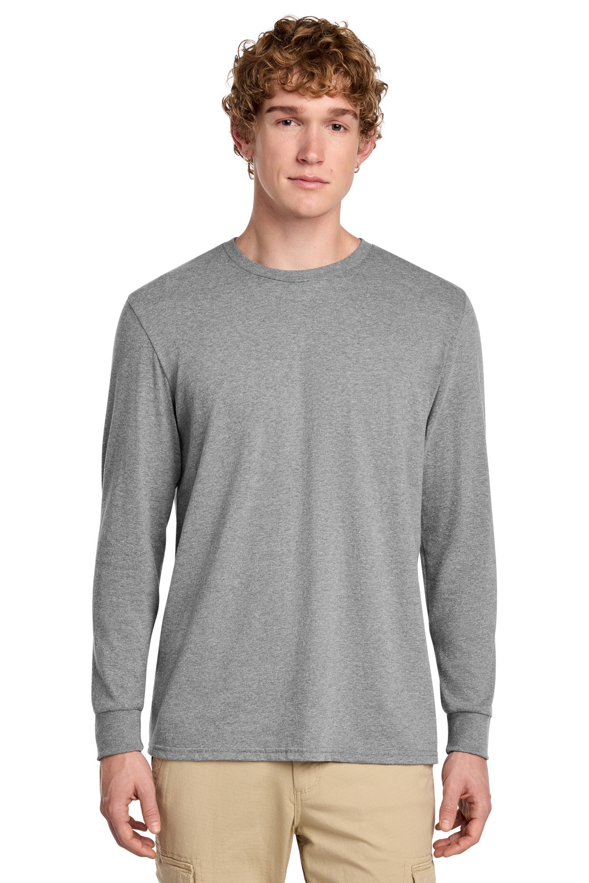 Custom Embroidered District T-Shirts  in Grey Frost