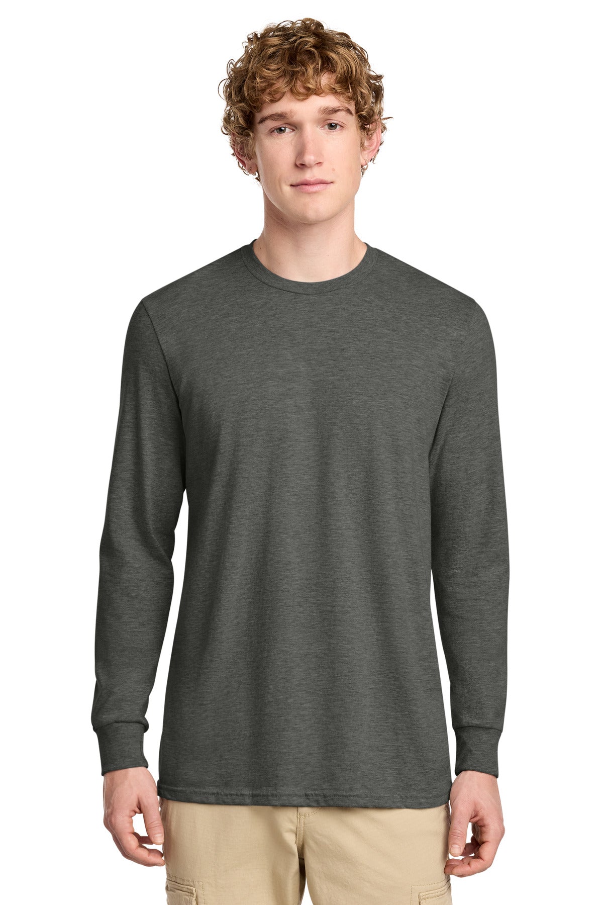 Custom Embroidered District T-Shirts  in Heathered Charcoal