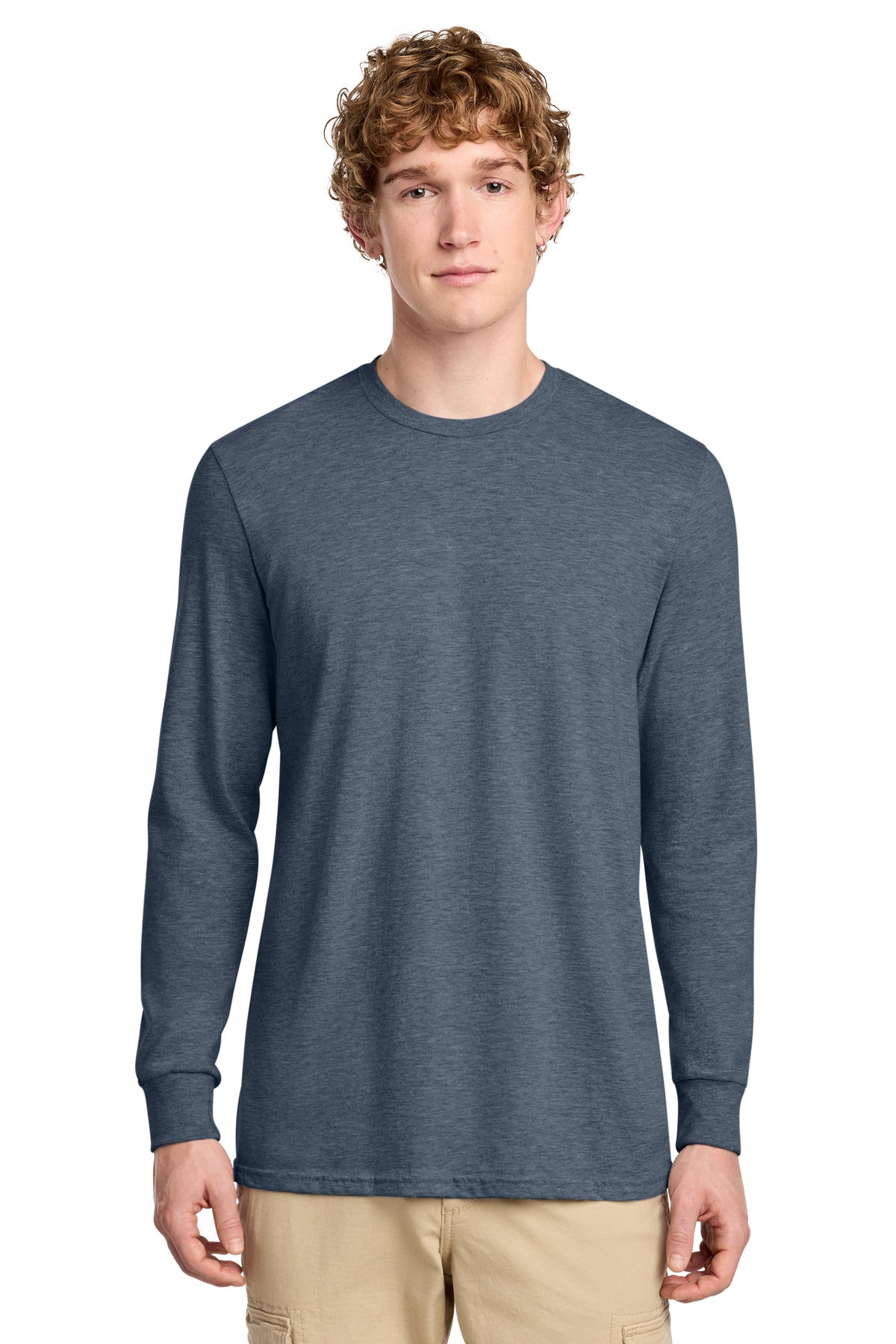 Custom Embroidered District T-Shirts  in Heathered Navy