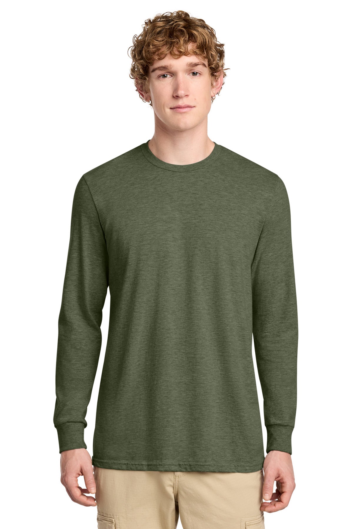 Custom Embroidered District T-Shirts  in Heathered Olive