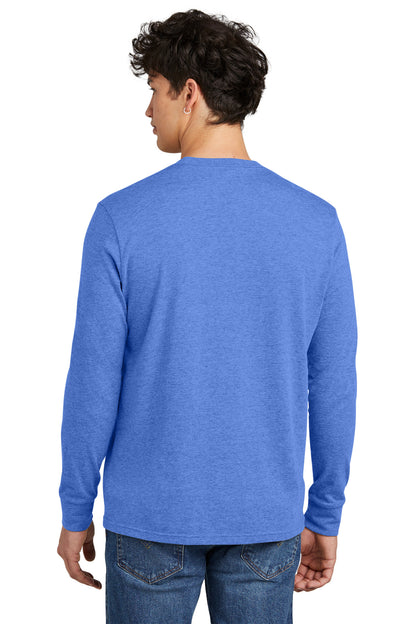 Custom Embroidered District Perfect Blend CVC Long Sleeve Tee DT109,Heathered Royal