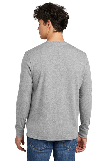 Custom Embroidered District Perfect Blend CVC Long Sleeve Tee DT109,Light Heather Grey