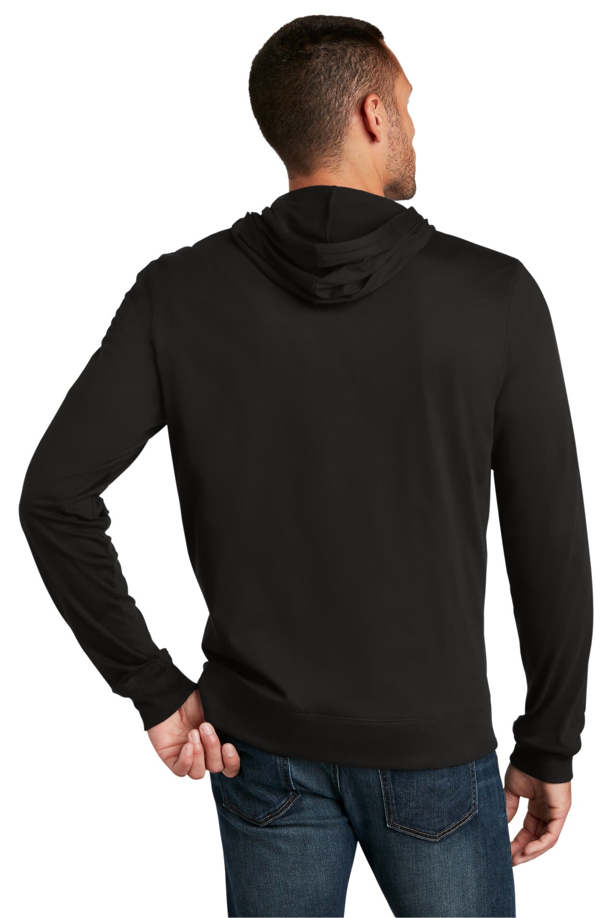 Custom Embroidered District Jersey Full-Zip Hoodie. DT1100,Black
