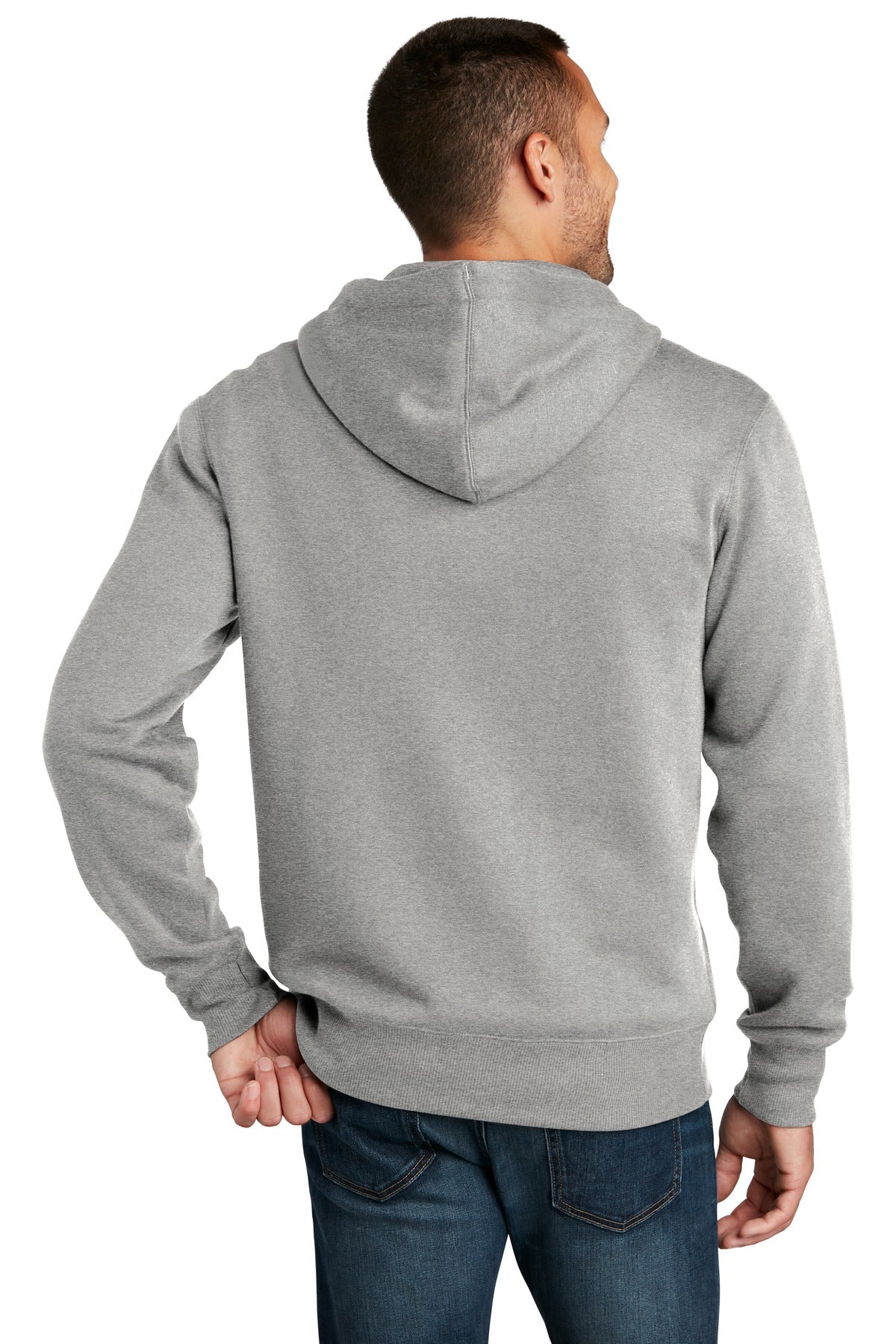 Custom Embroidered District  Perfect Weight  Fleece Full-Zip Hoodie DT1103,Heathered Steel