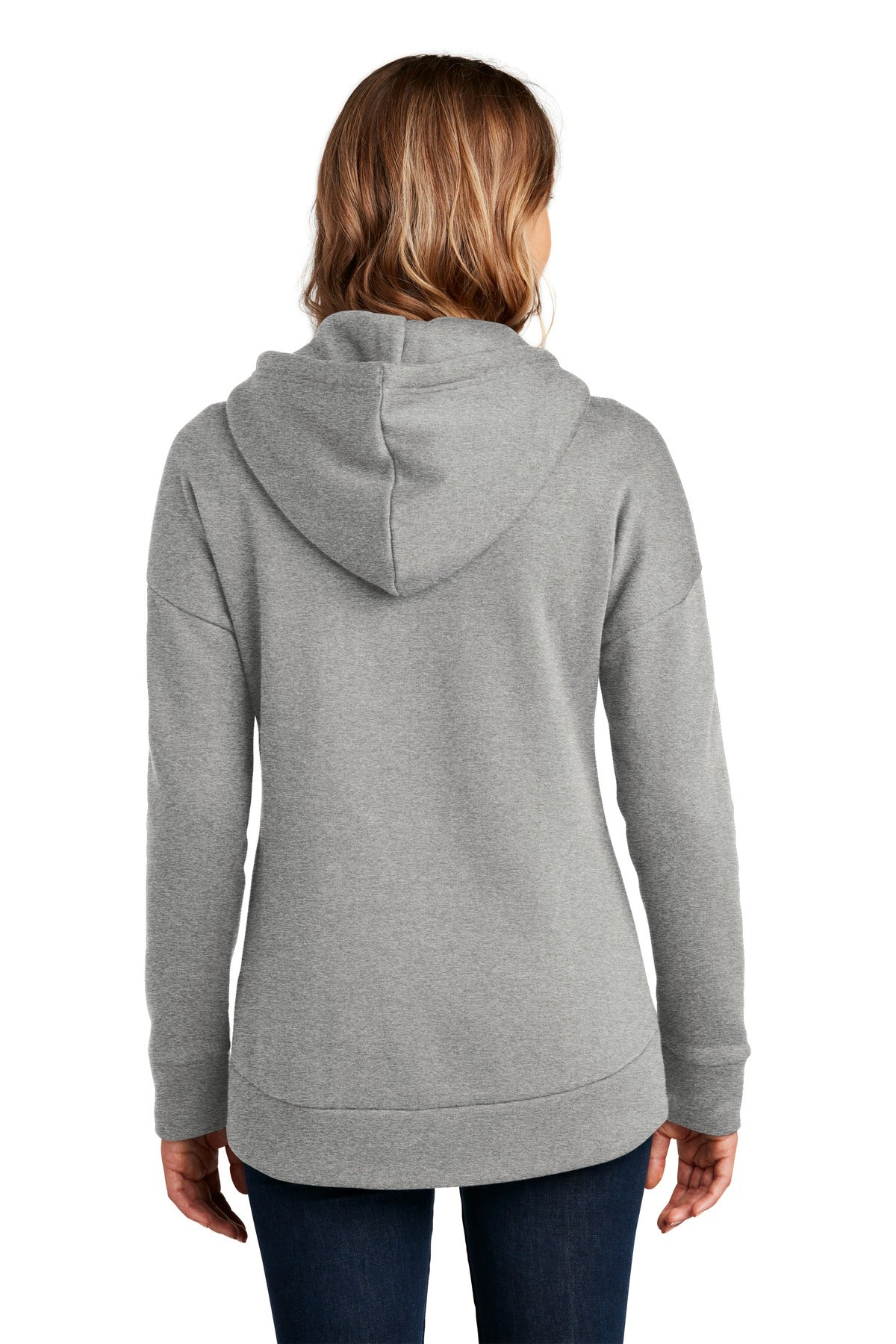 Custom Embroidered District  Women's Perfect Weight  Fleece Drop Shoulder Full-Zip Hoodie DT1104,Heathered Steel
