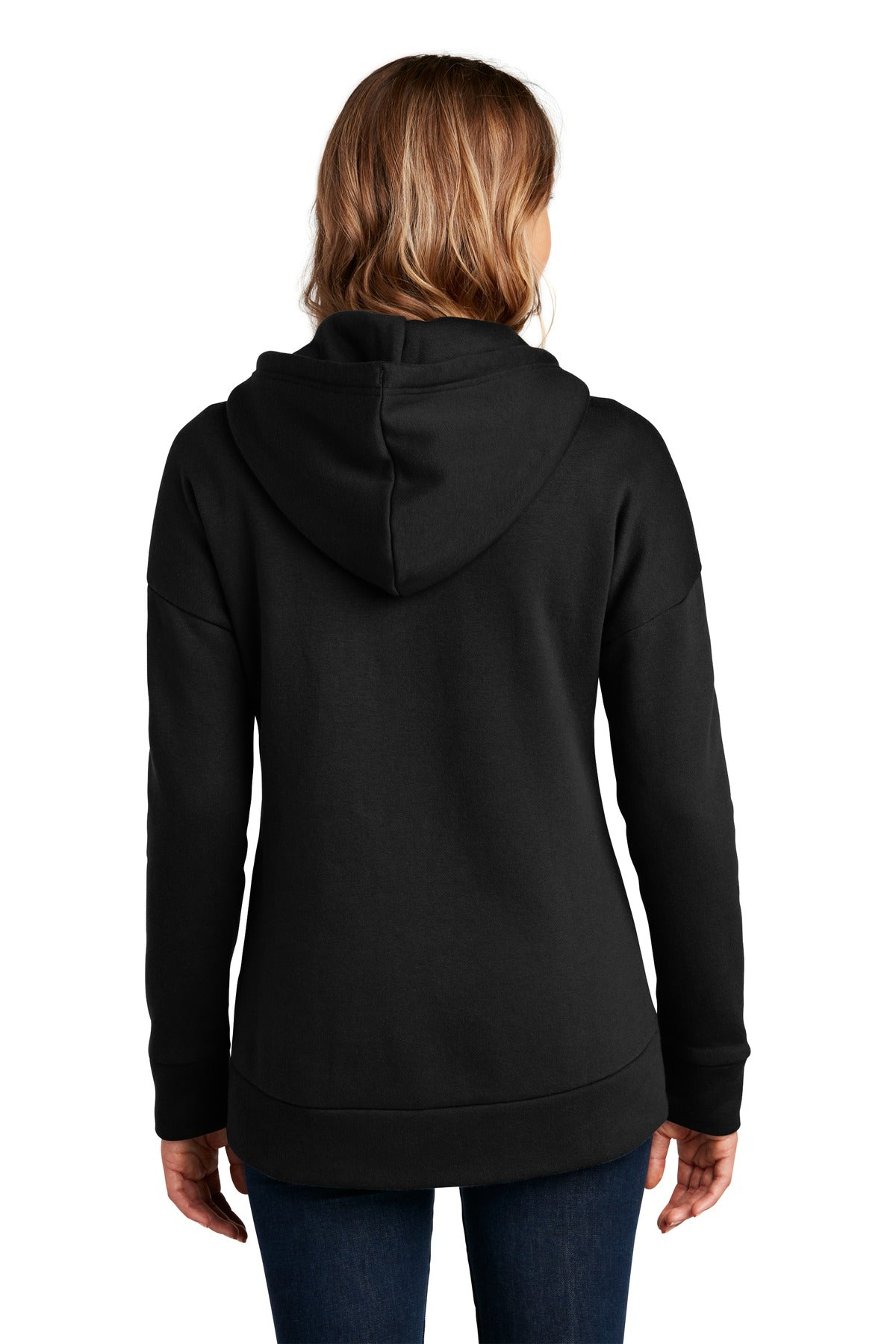 Custom Embroidered District  Women's Perfect Weight  Fleece Drop Shoulder Full-Zip Hoodie DT1104,Jet Black