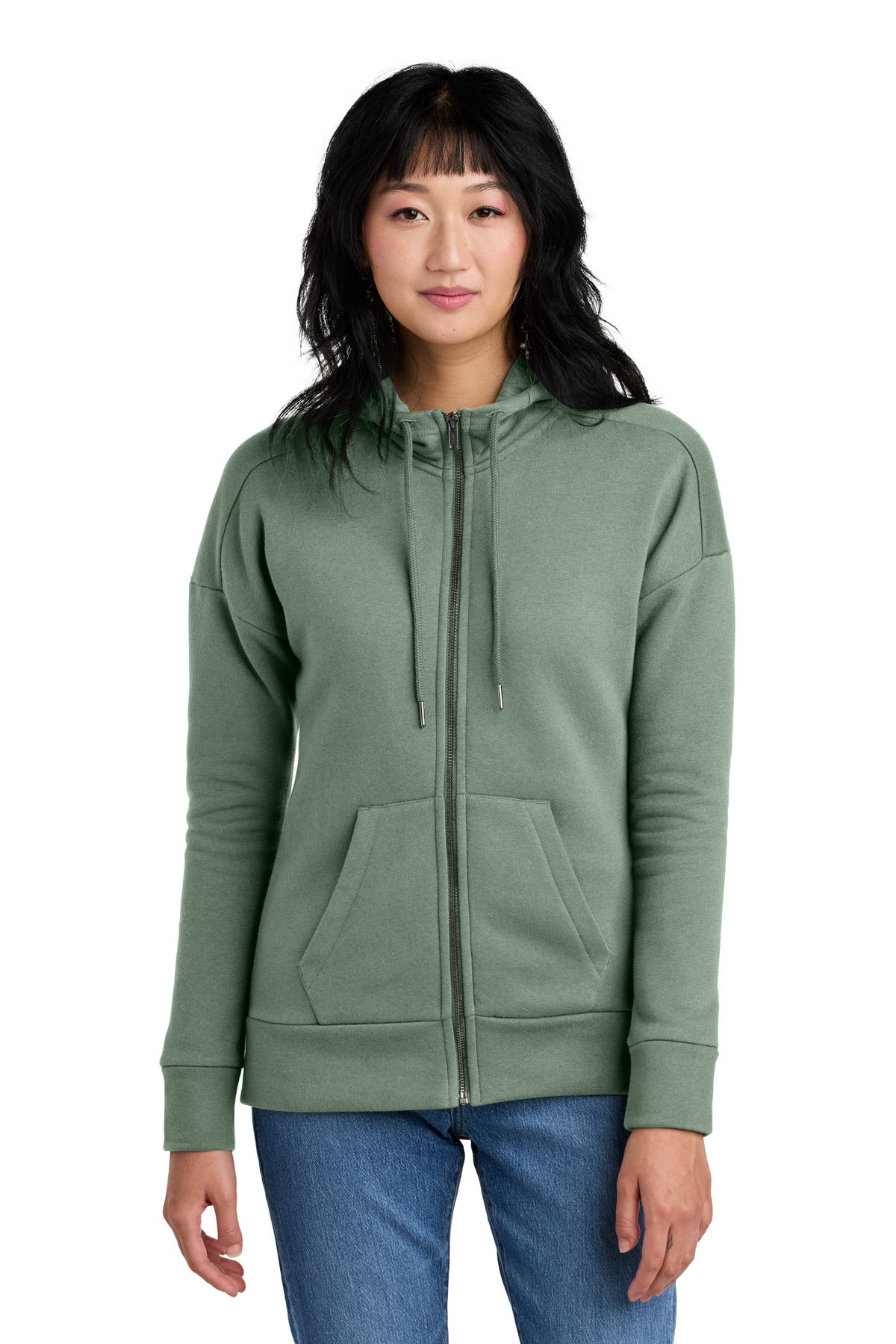 District  Women's Perfect Weight  Fleece Drop Shoulder Full-Zip Hoodie DT1104