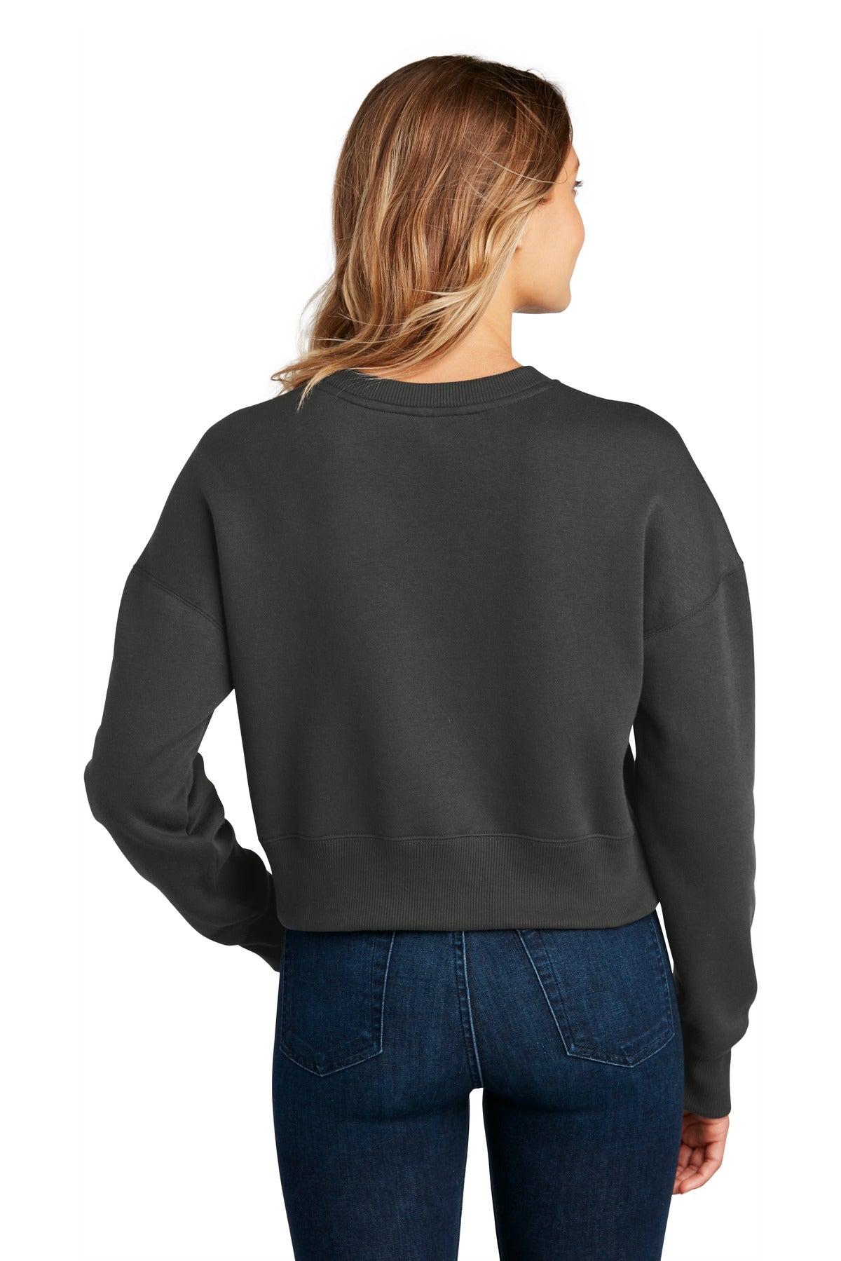 Custom Embroidered District  Women's Perfect Weight  Fleece Cropped Crew DT1105,Charcoal