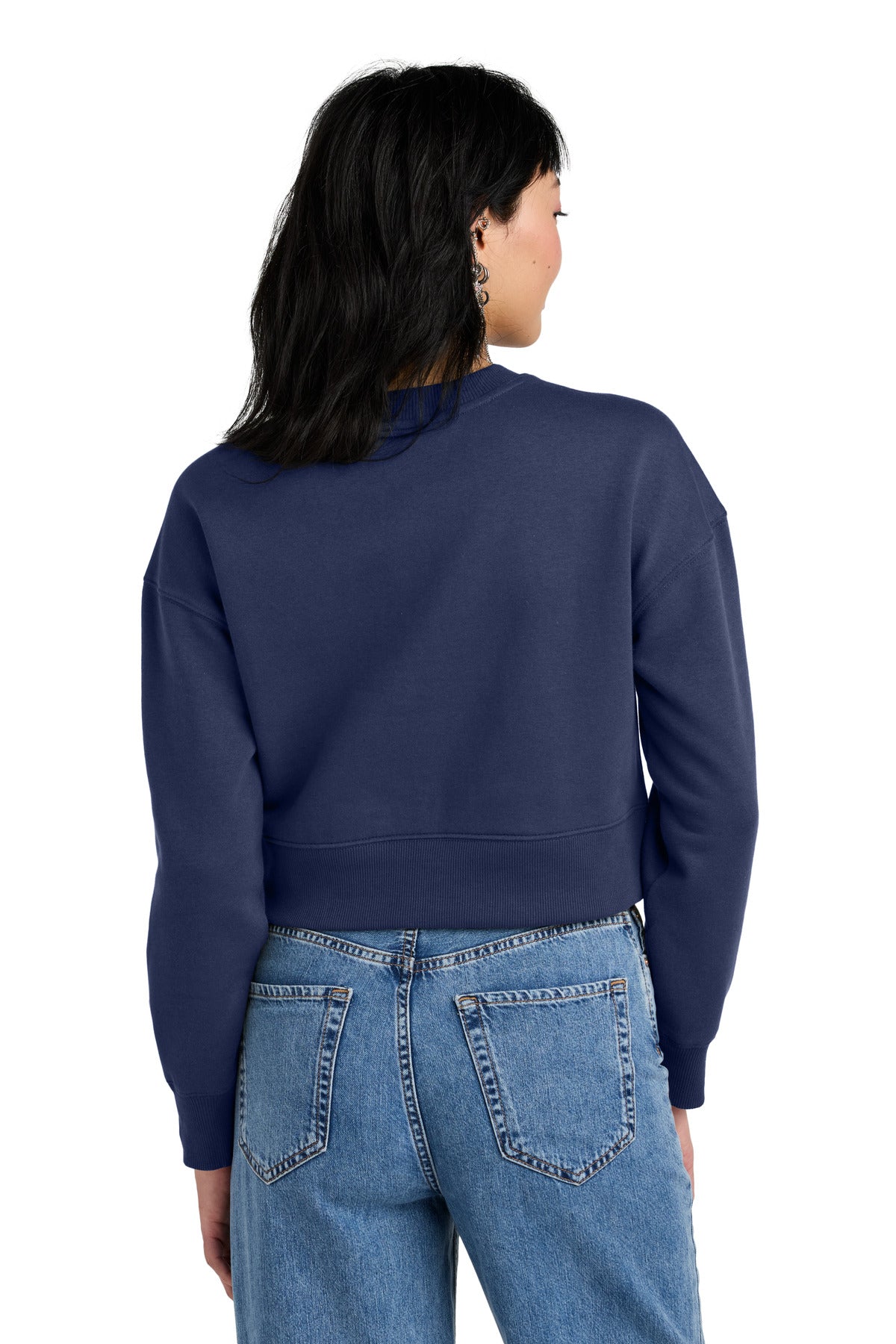 Custom Embroidered District  Women's Perfect Weight  Fleece Cropped Crew DT1105,Tanzanite