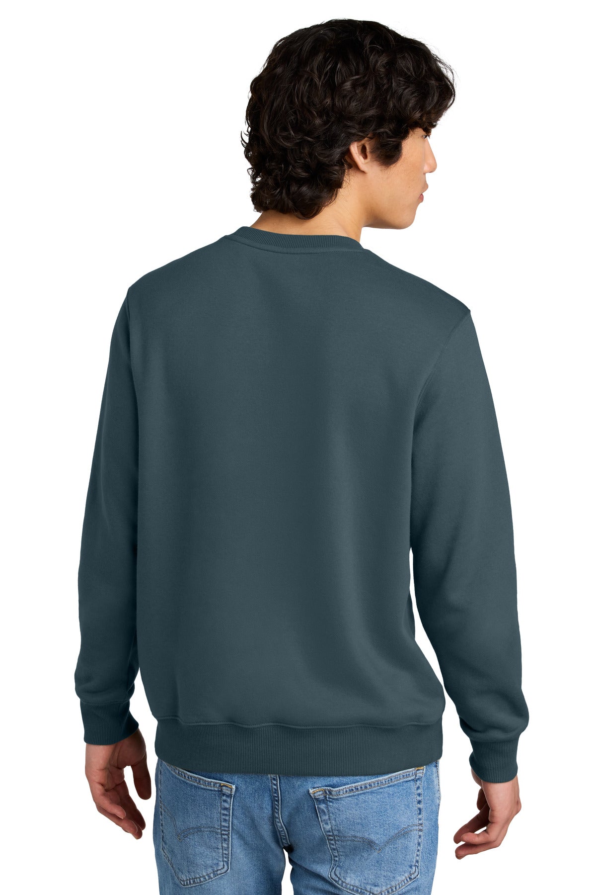 Custom Embroidered District Perfect Weight Fleece Crew DT1106,Deep Steel Blue