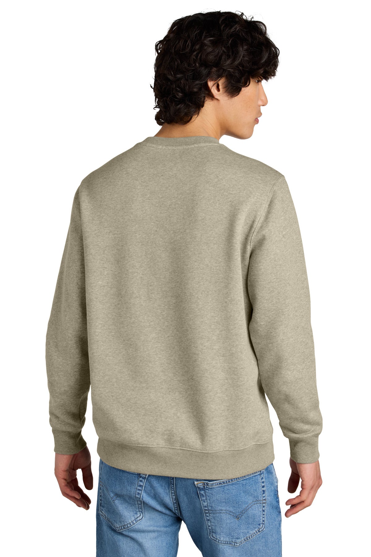 Custom Embroidered District Perfect Weight Fleece Crew DT1106,Heathered Latte