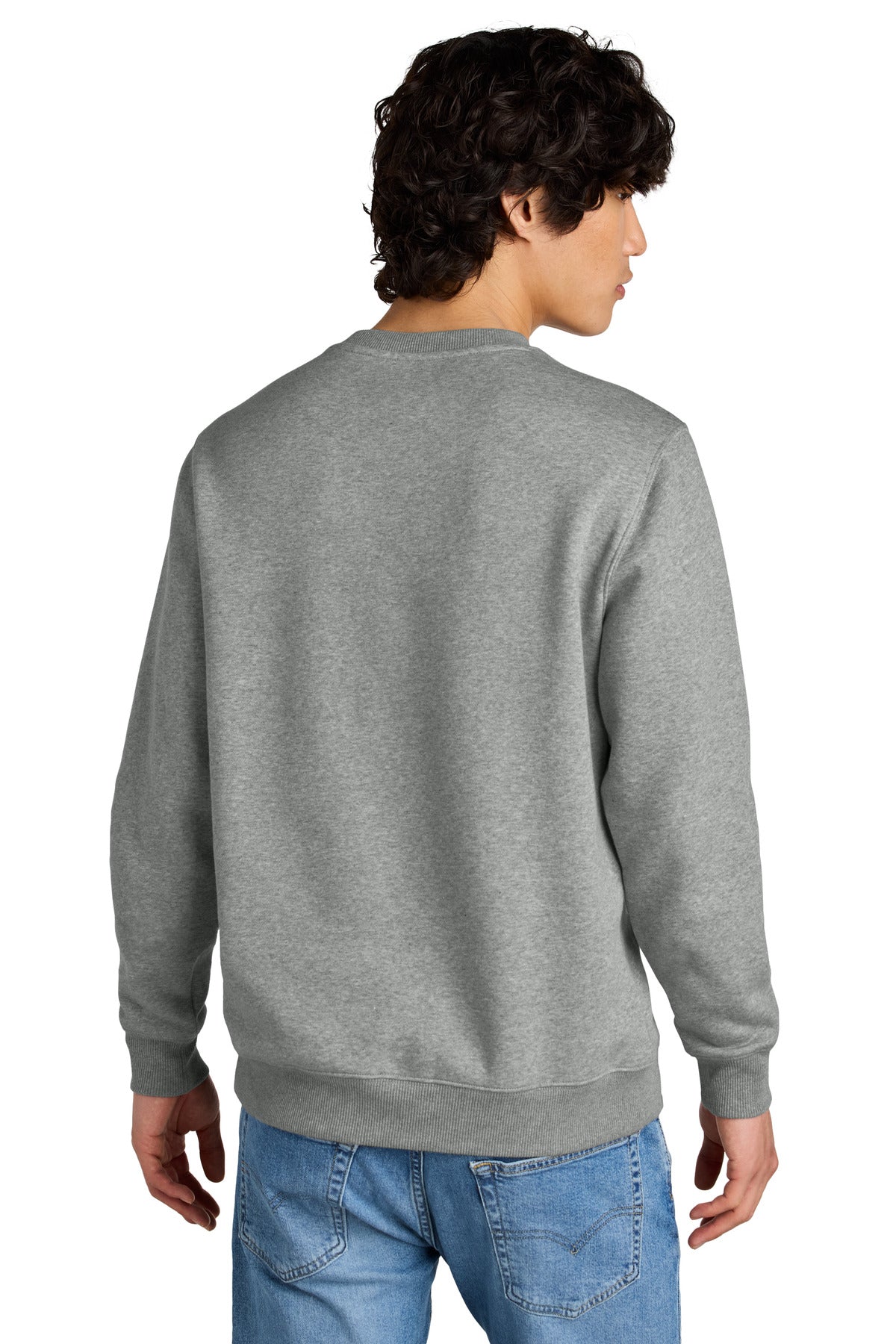 Custom Embroidered District Perfect Weight Fleece Crew DT1106,Heathered Steel
