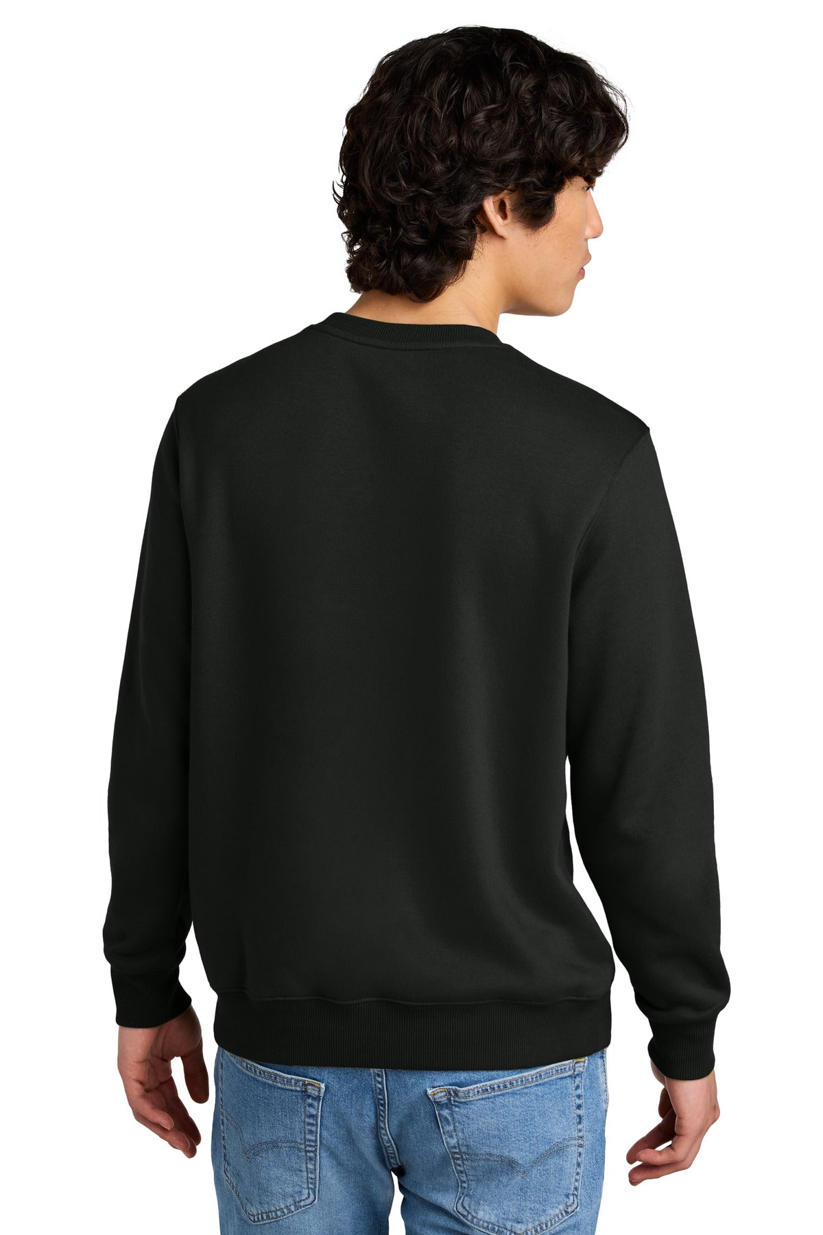 Custom Embroidered District Perfect Weight Fleece Crew DT1106,Jet Black