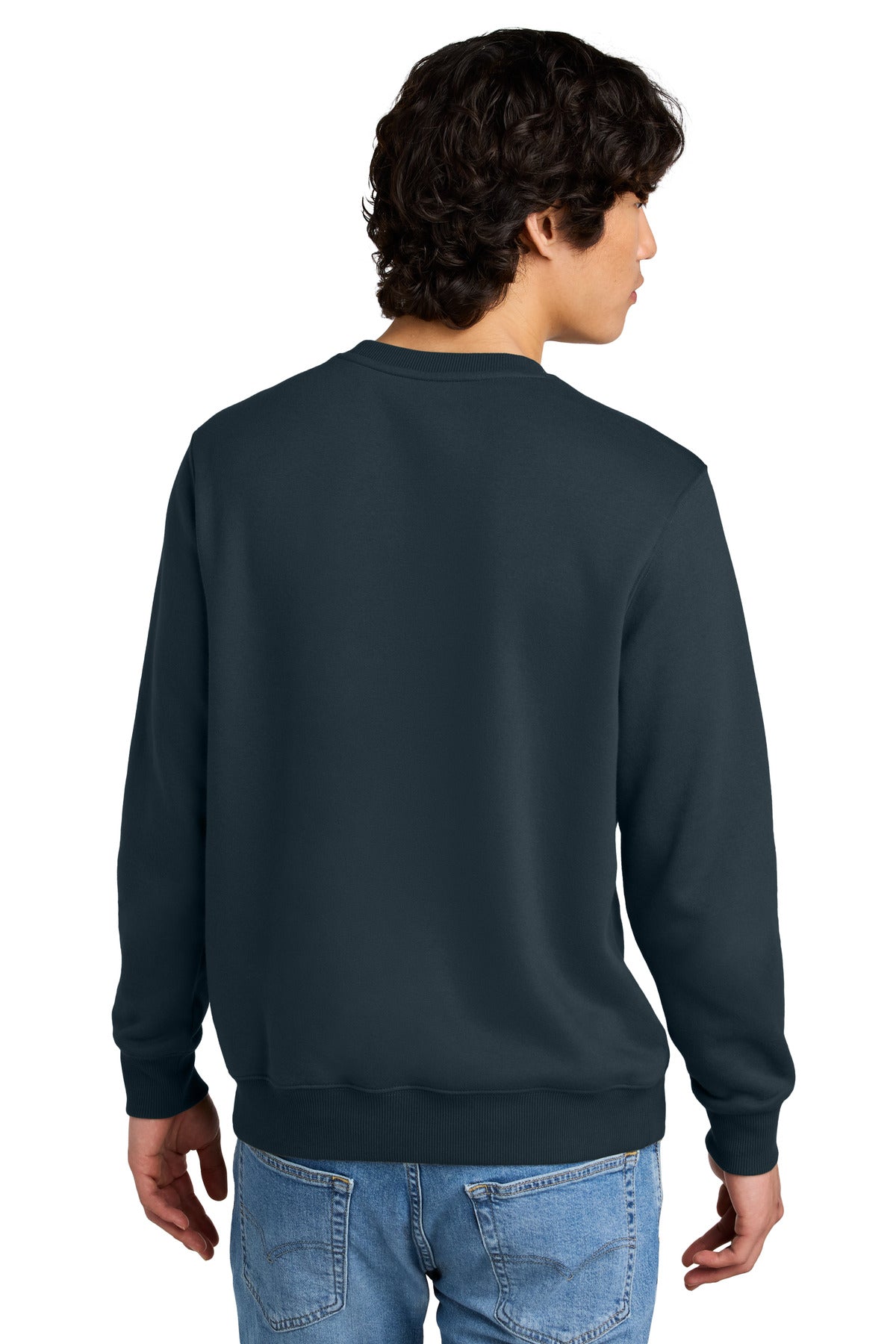 Custom Embroidered District Perfect Weight Fleece Crew DT1106,New Navy