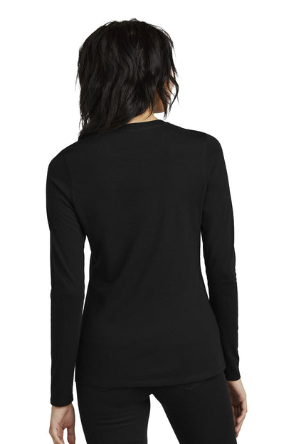 Custom Embroidered District Women's Perfect Blend CVC Long Sleeve Tee DT110,Black