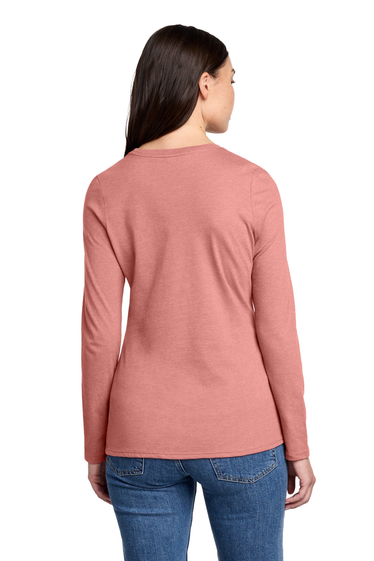 Custom Embroidered District T-Shirts  in Blush Frost