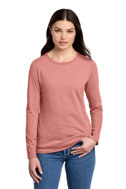 Custom Embroidered District T-Shirts  in Blush Frost